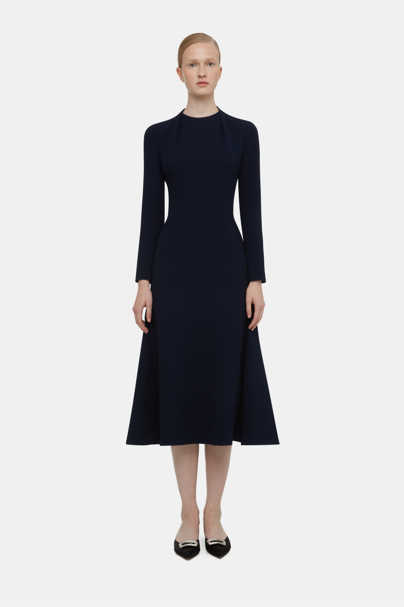 Seneca Dress In Midnight Double Crepe | Emilia Wickstead