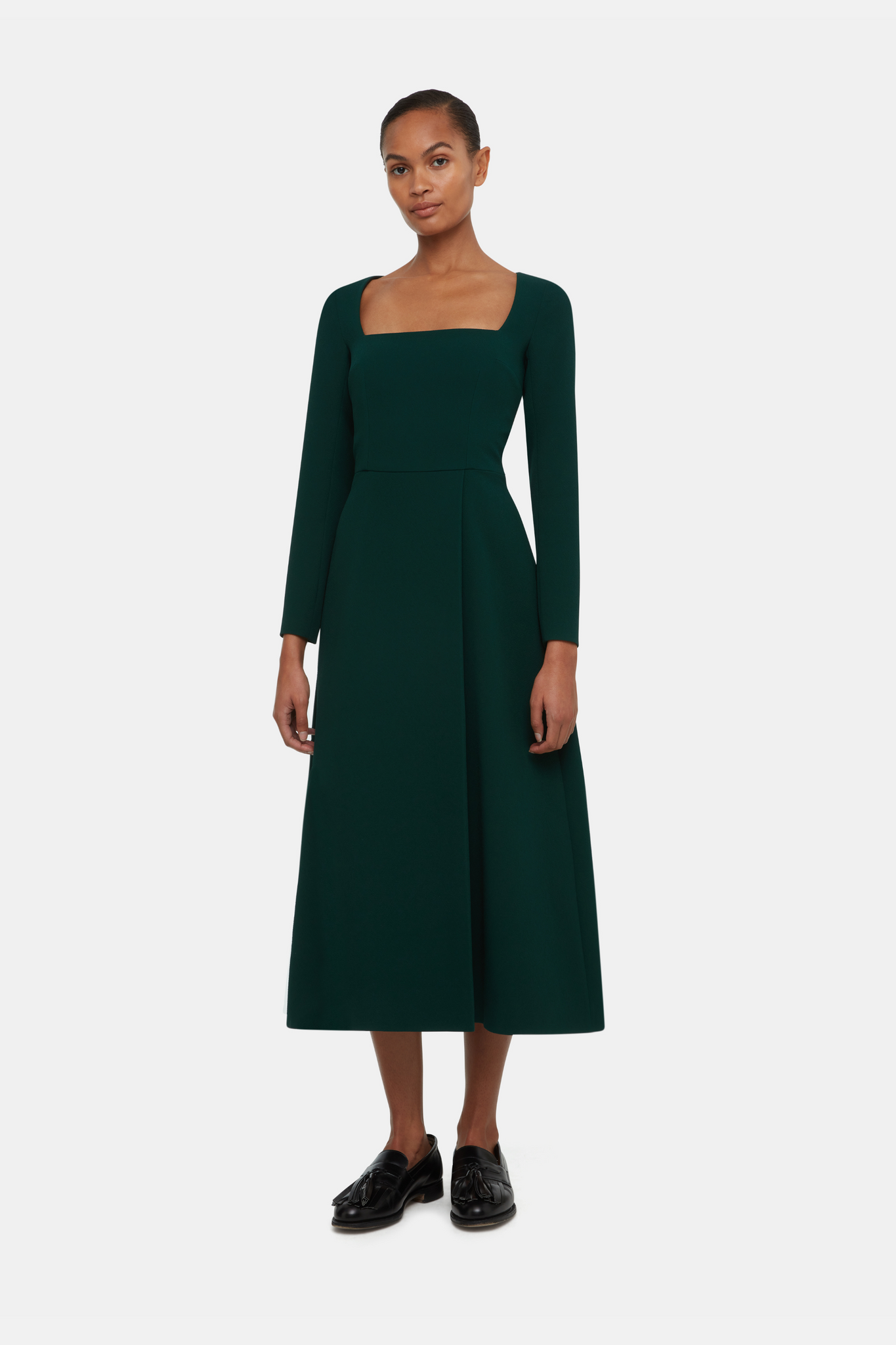 Glenda Dress In Emerald Double Crepe | Emilia Wickstead