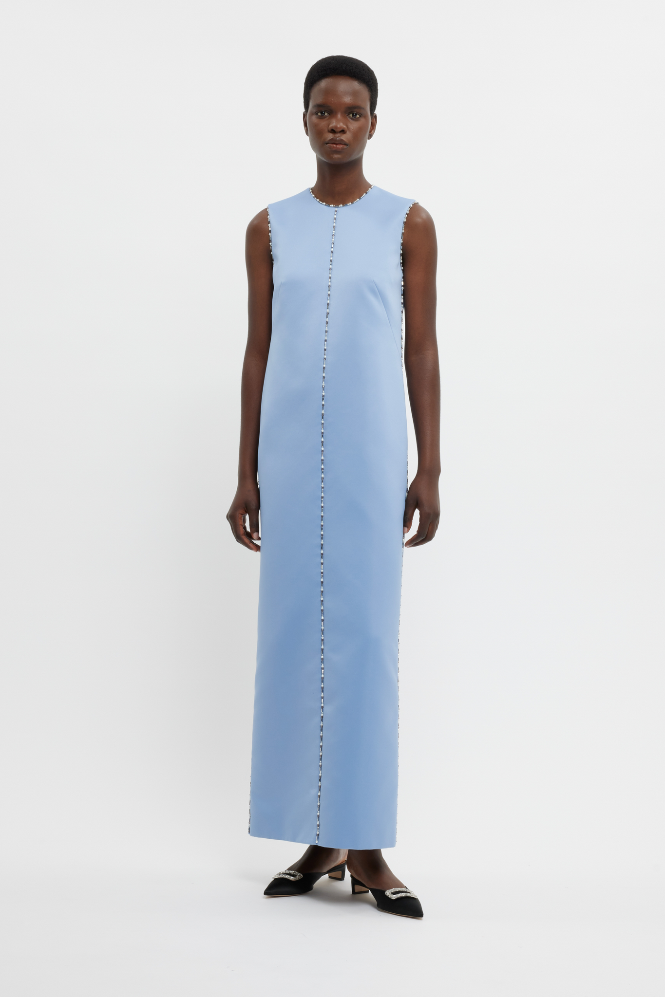 Amon Embellished Dress In Baby Blue Doppio Satin | Emilia Wickstead Amon Embellished Dress In Baby Blue Doppio Satin | Emilia Wickstead