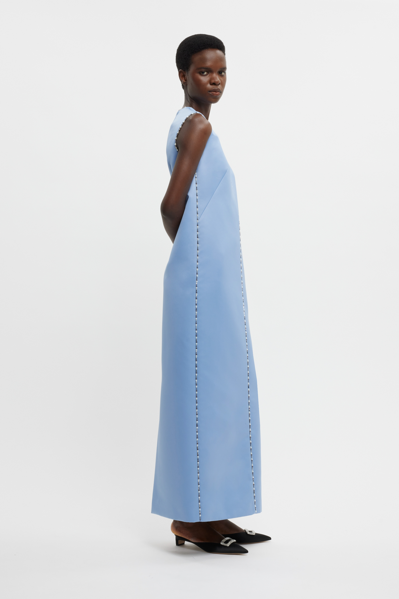 Amon Embellished Dress In Baby Blue Doppio Satin | Emilia Wickstead Amon Embellished Dress In Baby Blue Doppio Satin | Emilia Wickstead