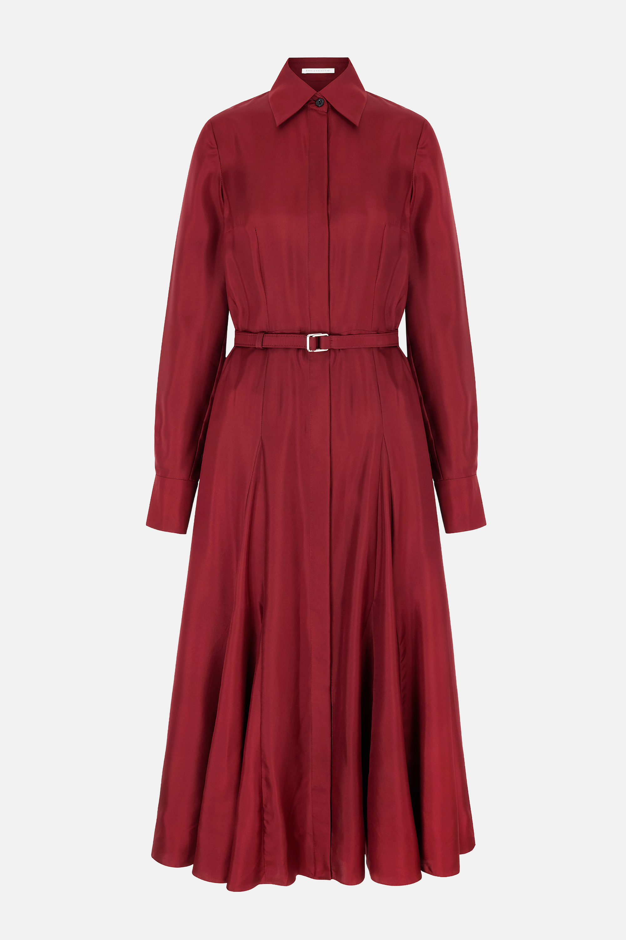 Riko Dress In Burgundy Silk Twill