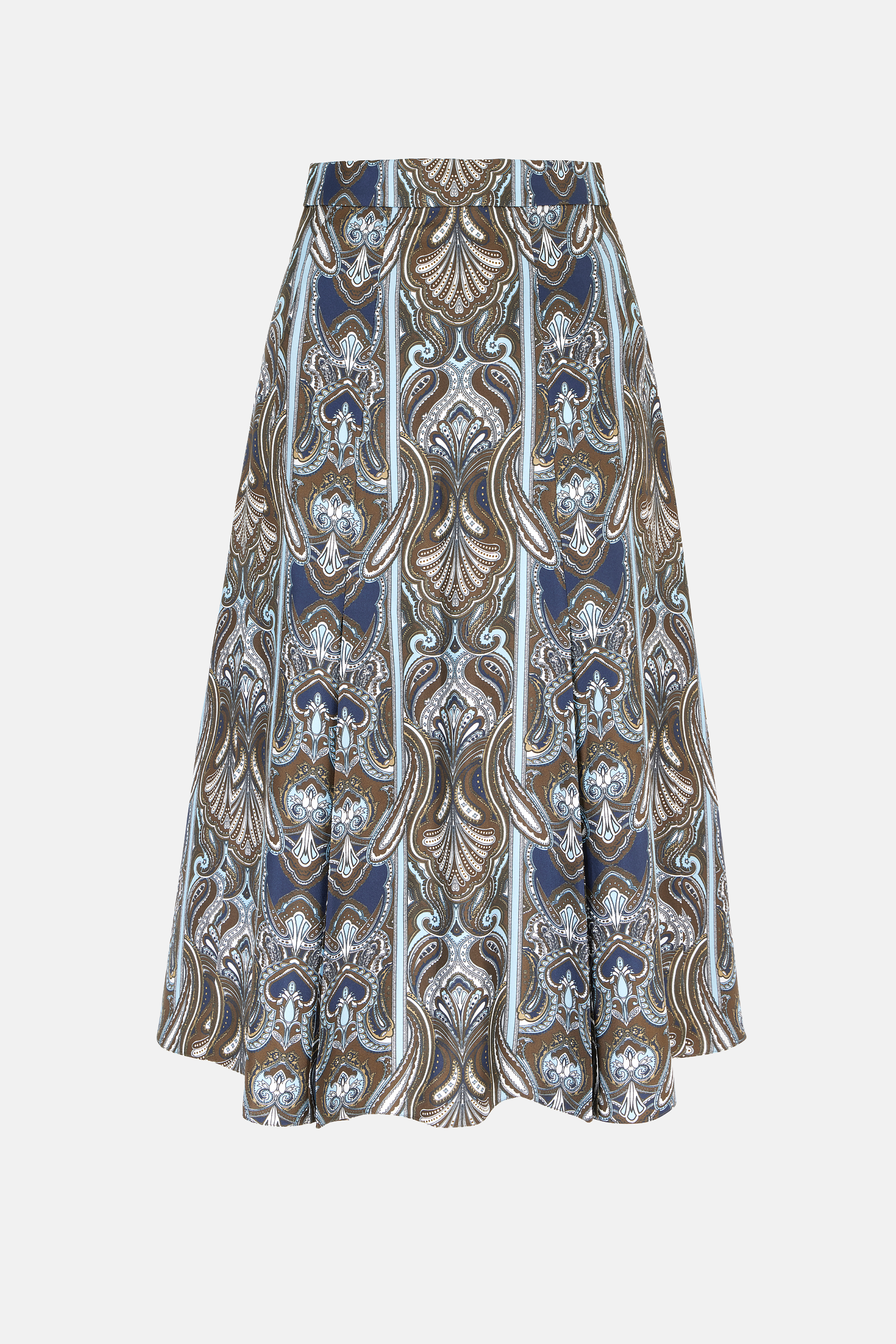 Kensie Skirt In Blue Paisley Silk Twill