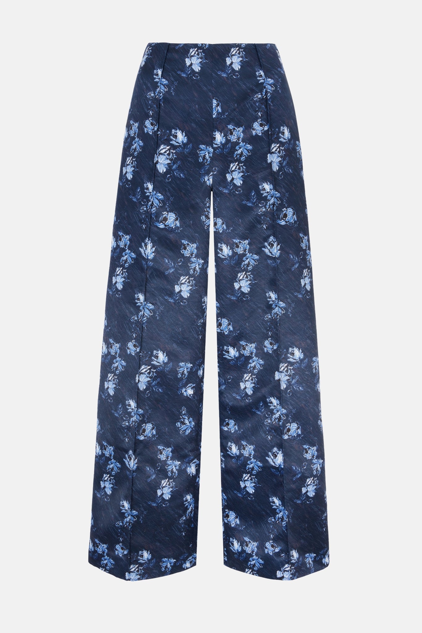 Daffy Trousers In Ditsy Rose On Navy Taffeta Faille | Emilia Wickstead