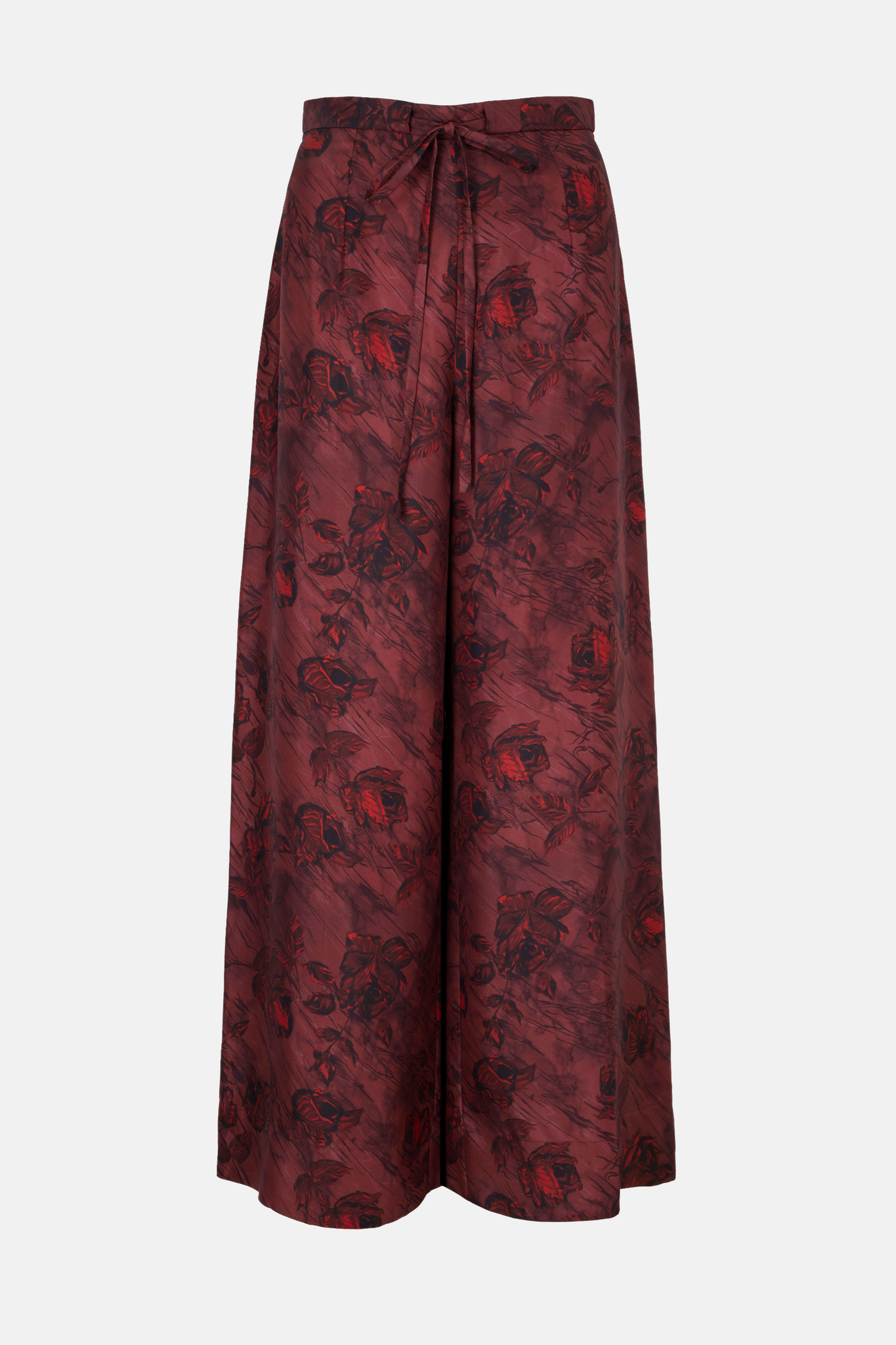 Heqet Trousers In Red Roses On Marble Silk Twill | Emilia Wickstead