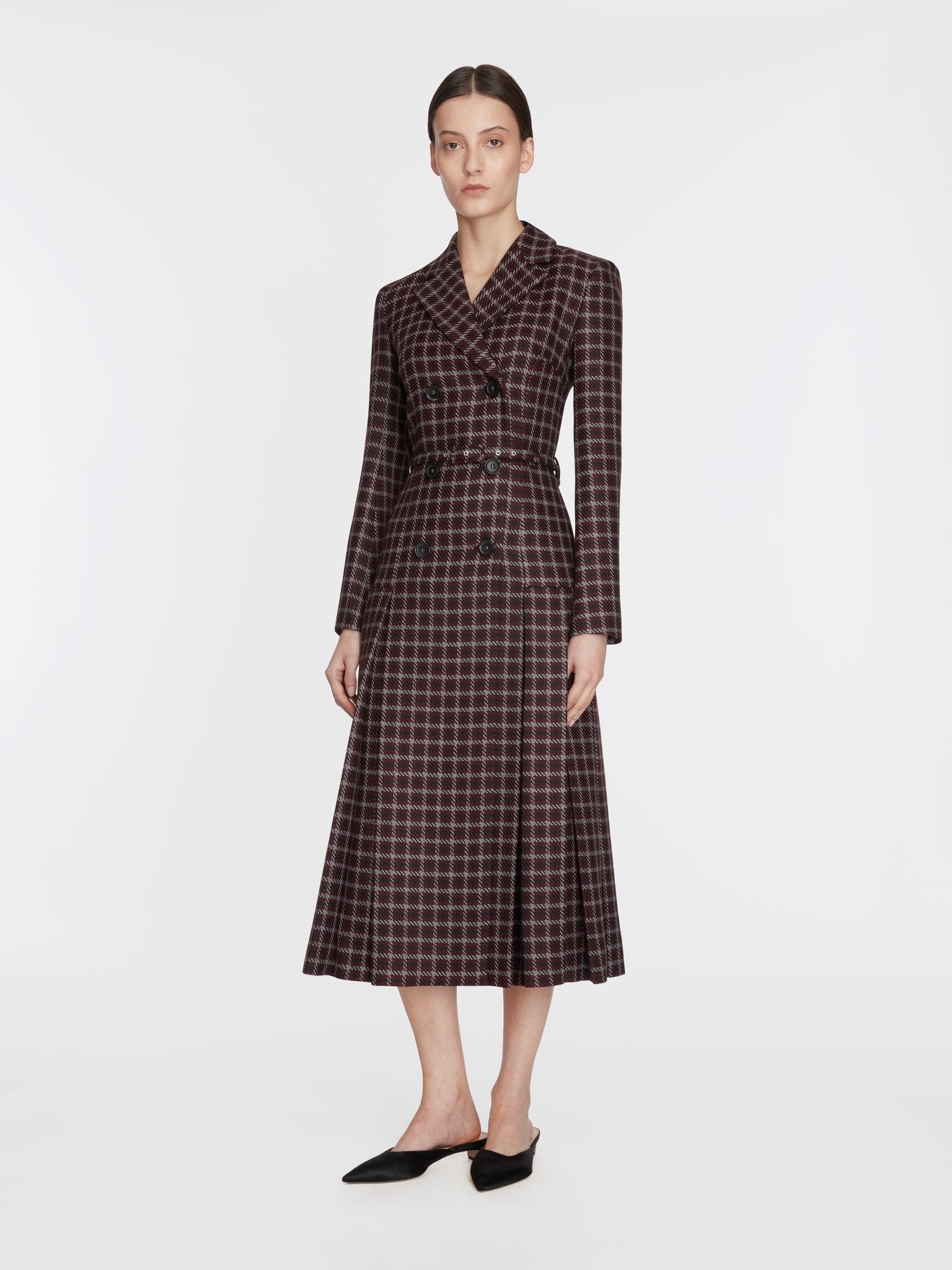 Chaney Dress In Red & Black Houndstooth Shetland Houndstooth