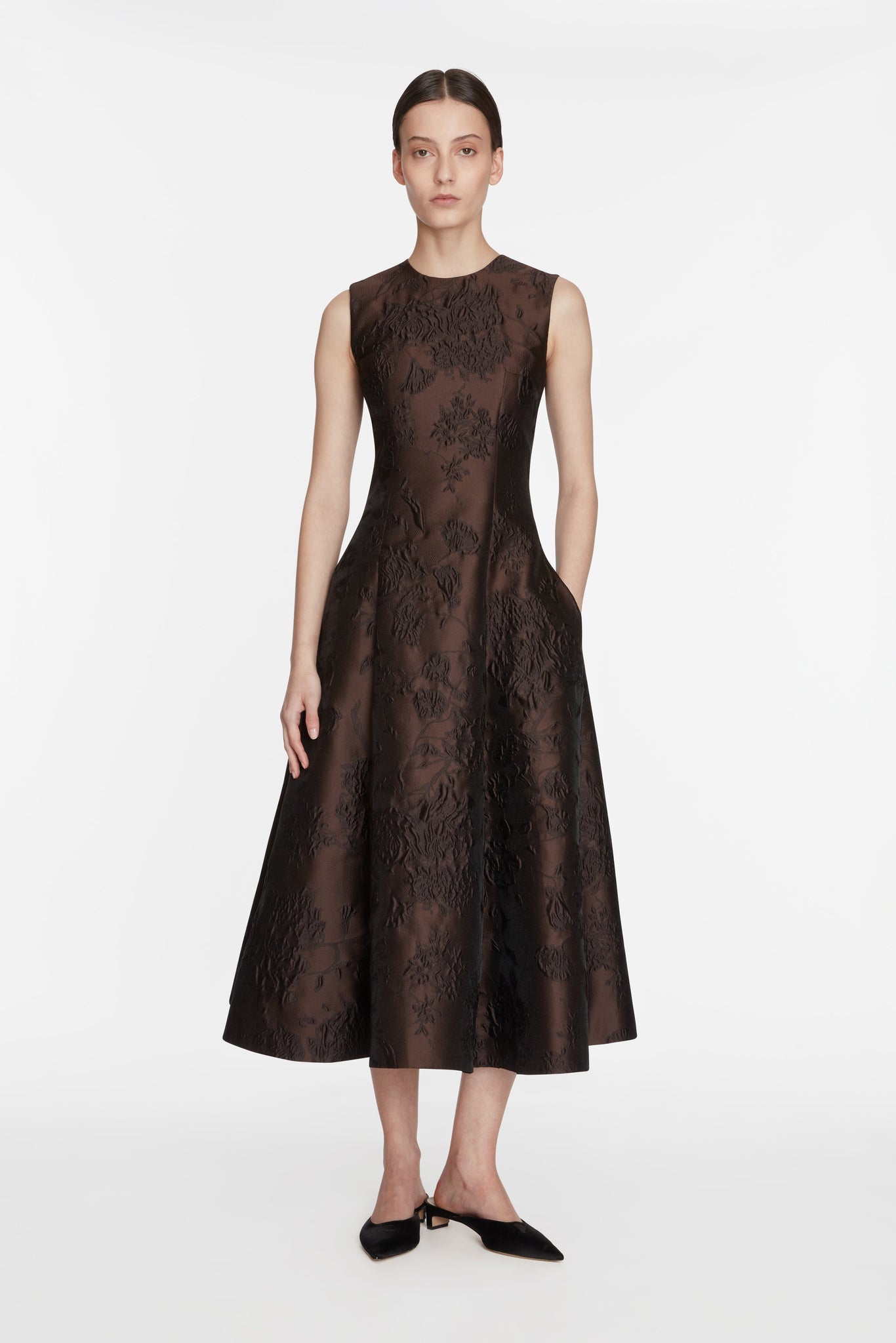 Mara Dress in Brown Graphic Floral