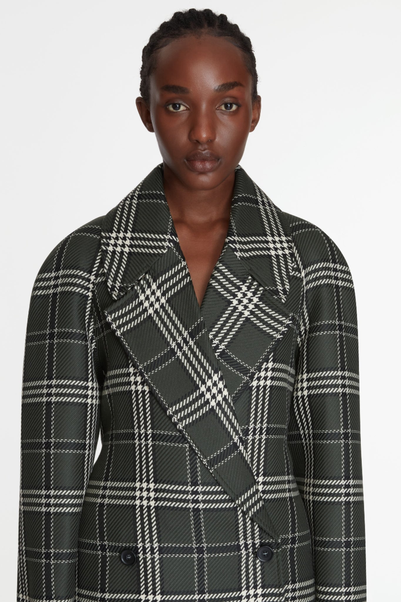 Lilabet Coat In Military Green Shetland Tartan