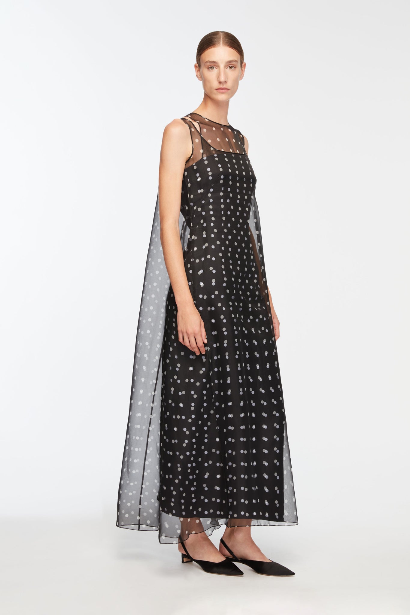 Selina Dress In Polka Dot Tafetta And Organza