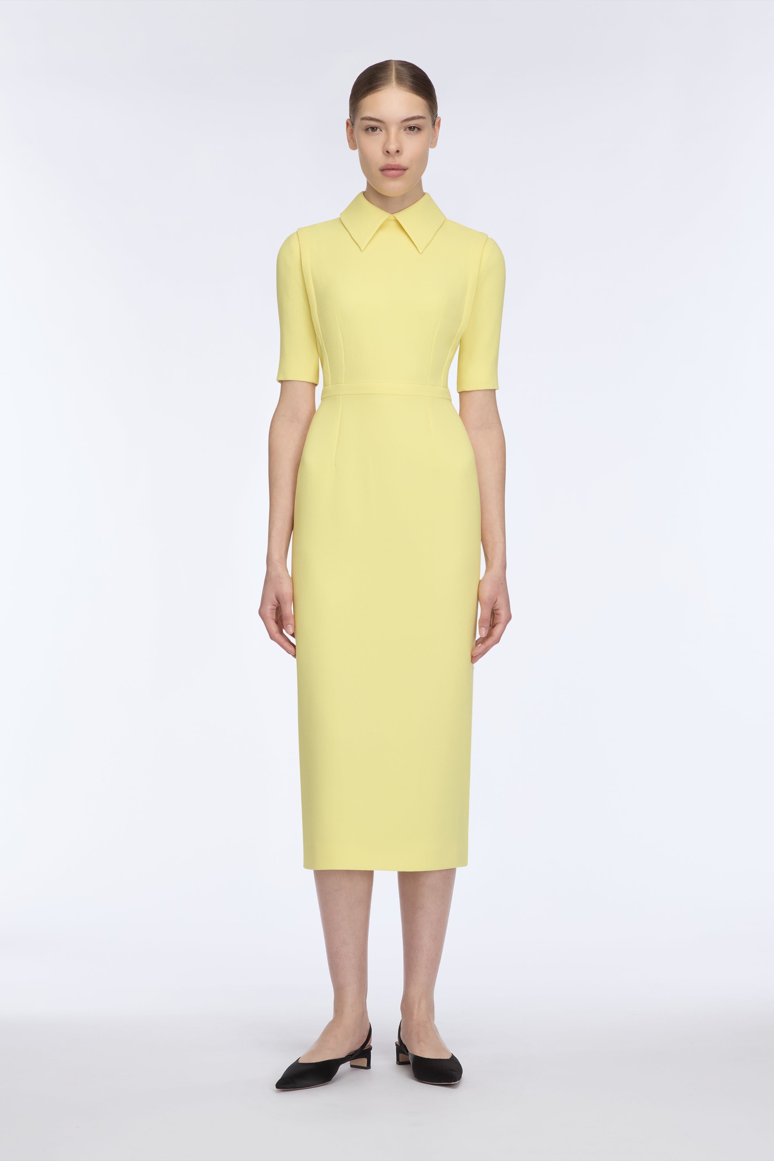Valletta Dress In Lemon Single Wool Crepe | Emilia Wickstead