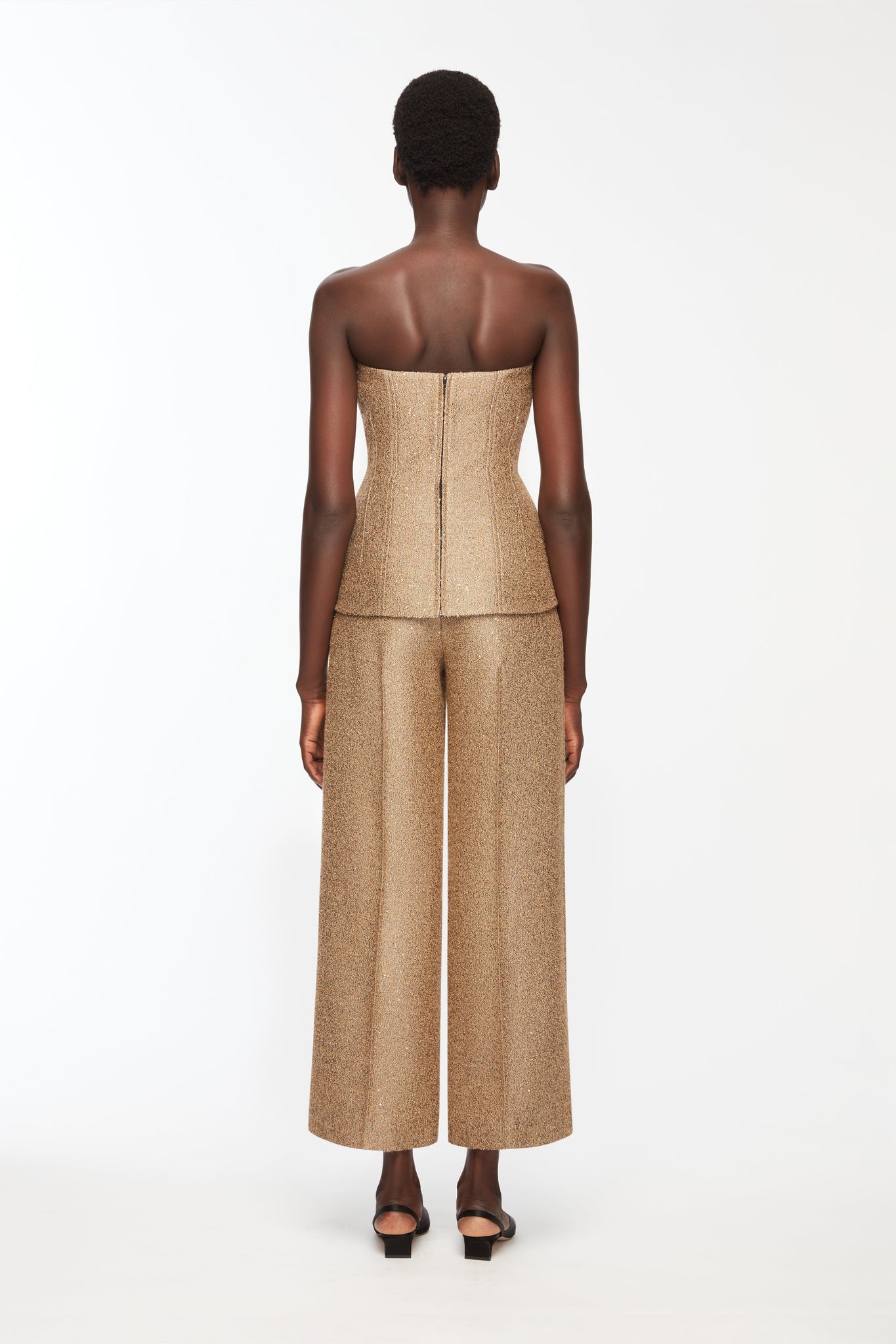 Daffy Trousers In Gold Sequin Tweed