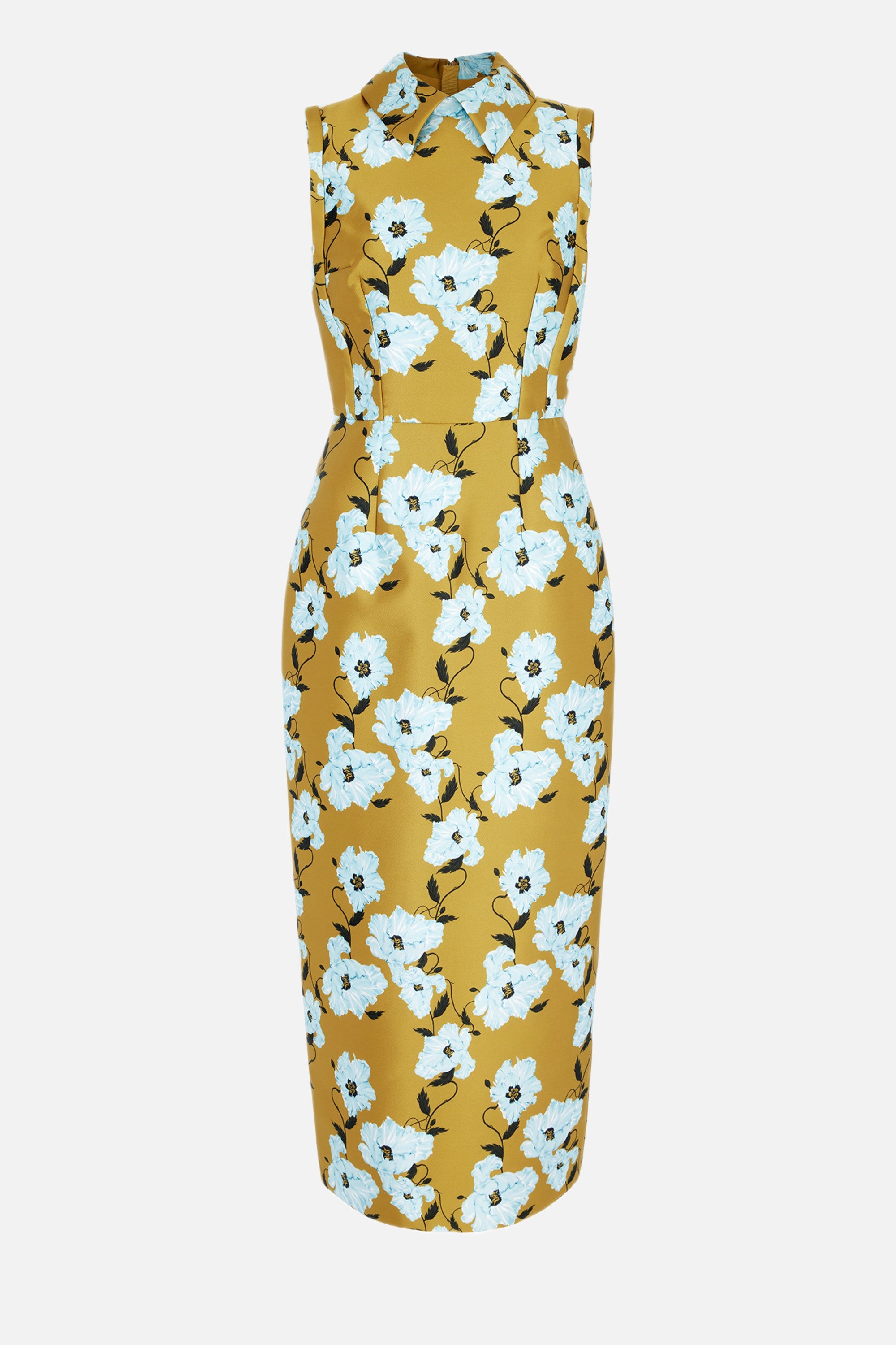 Rain Dress in Mustard & Blue Breezy Poppy Mikado