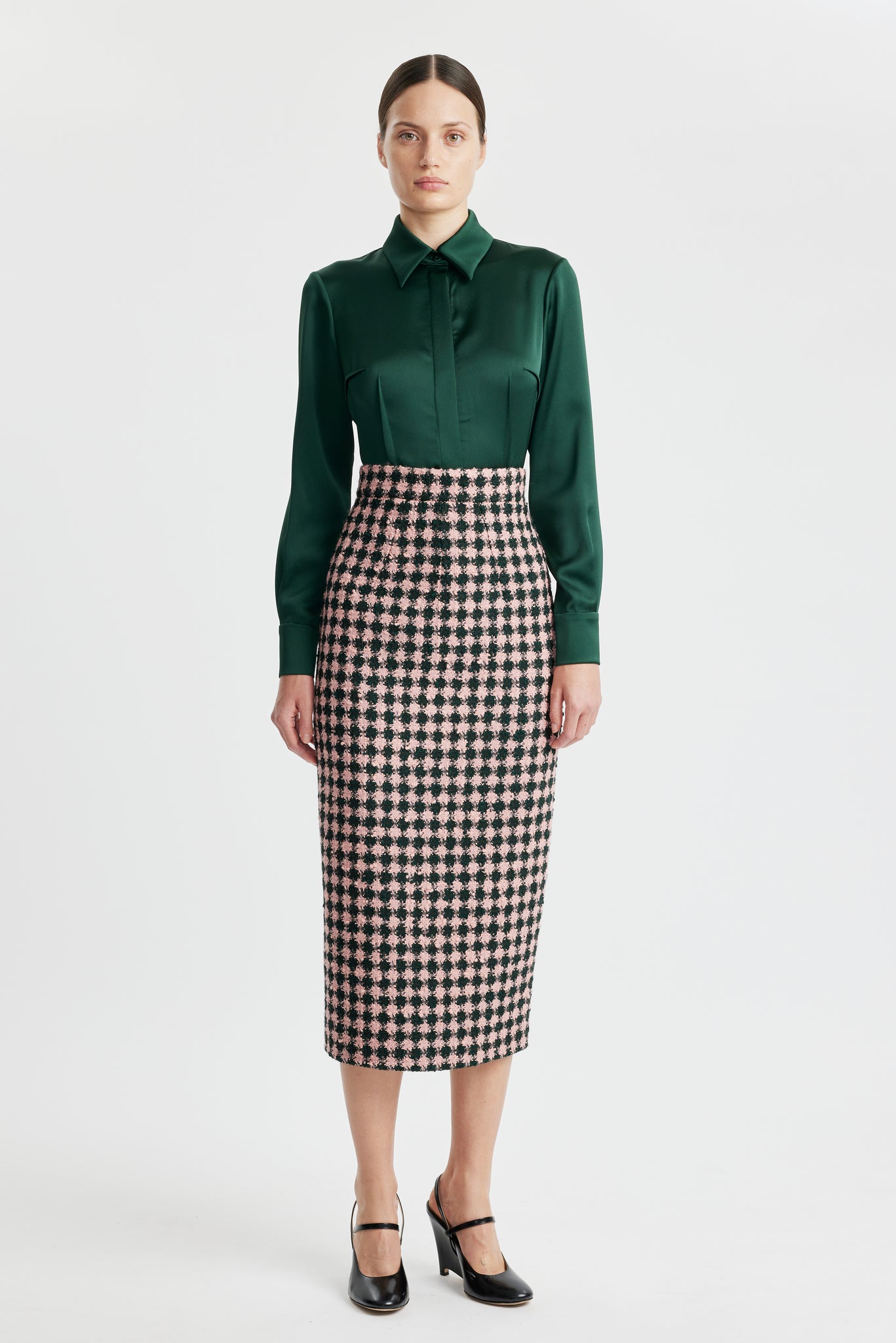 Ravanne Emerald Green Satin Shirt | Emilia Wickstead Ravanne Emerald Green Satin Shirt | Emilia Wickstead