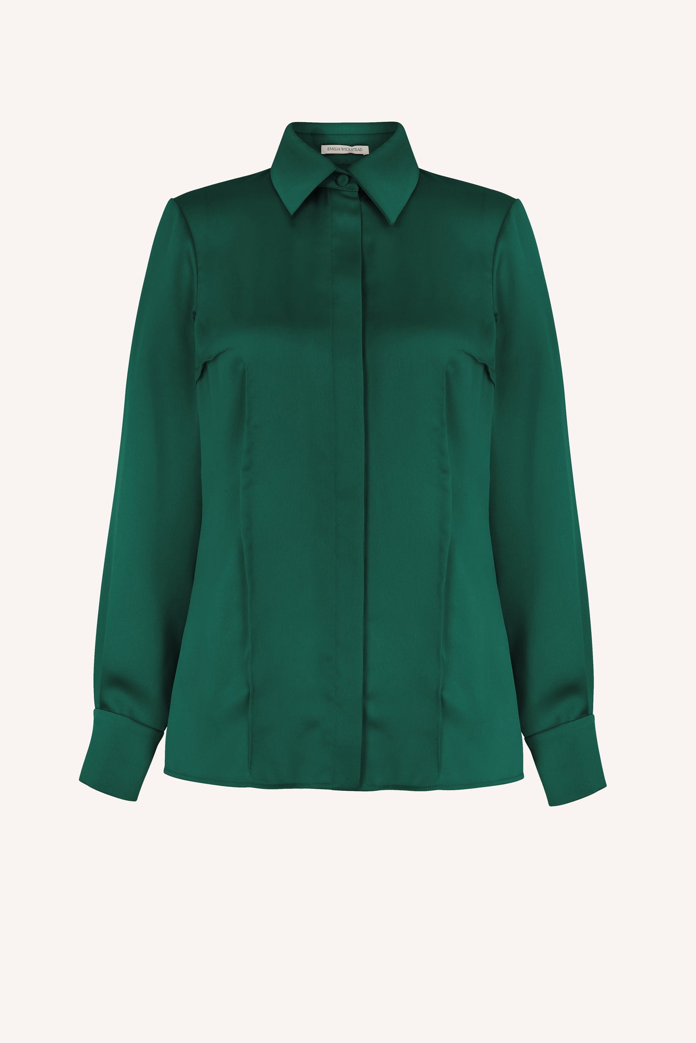Ravanne Emerald Green Satin Shirt | Emilia Wickstead