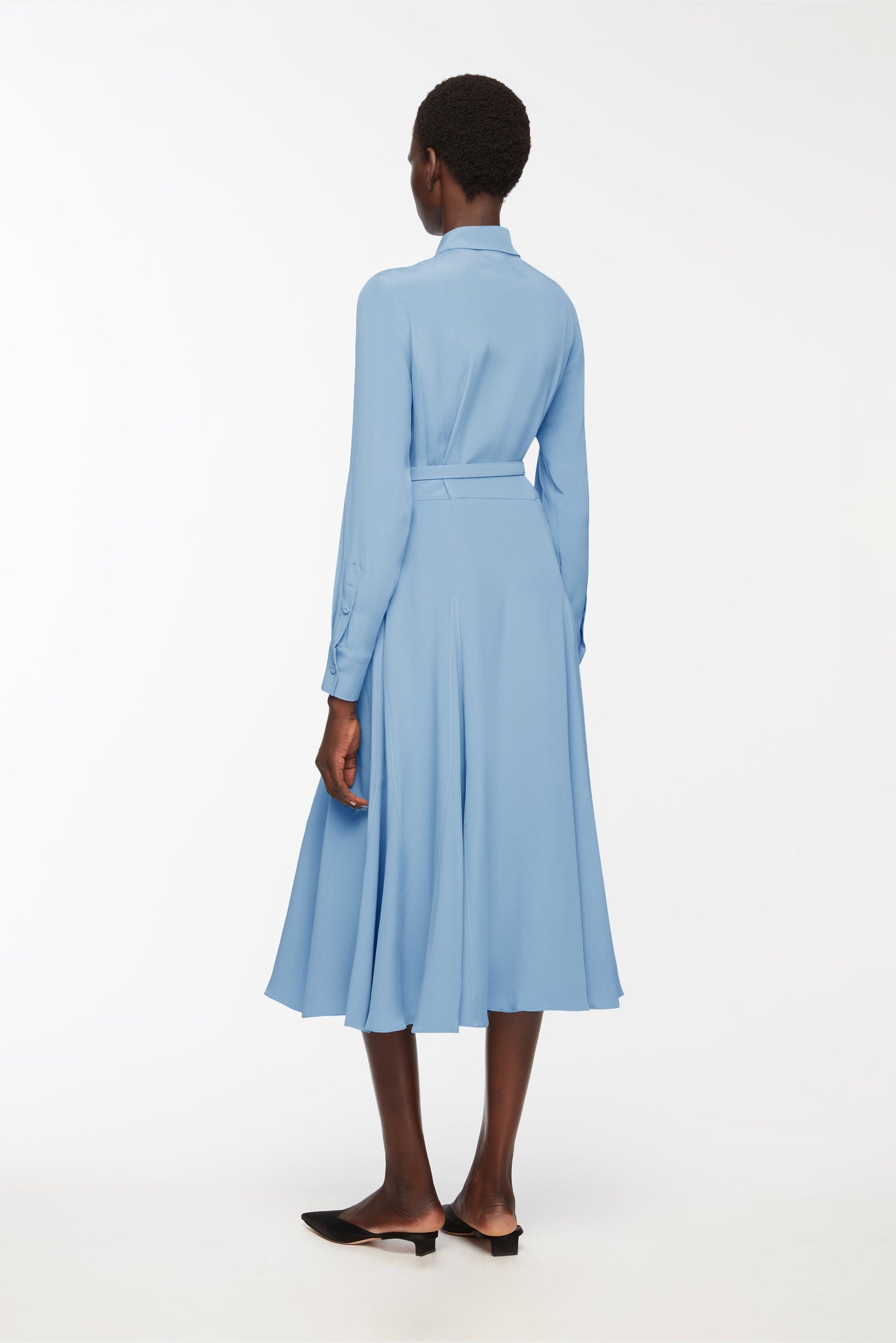 Emilia Wickstead - Riko Dress In Cloudy Blue Silk Crepe de Chine Emilia Wickstead - Riko Dress In Cloudy Blue Silk Crepe de Chine