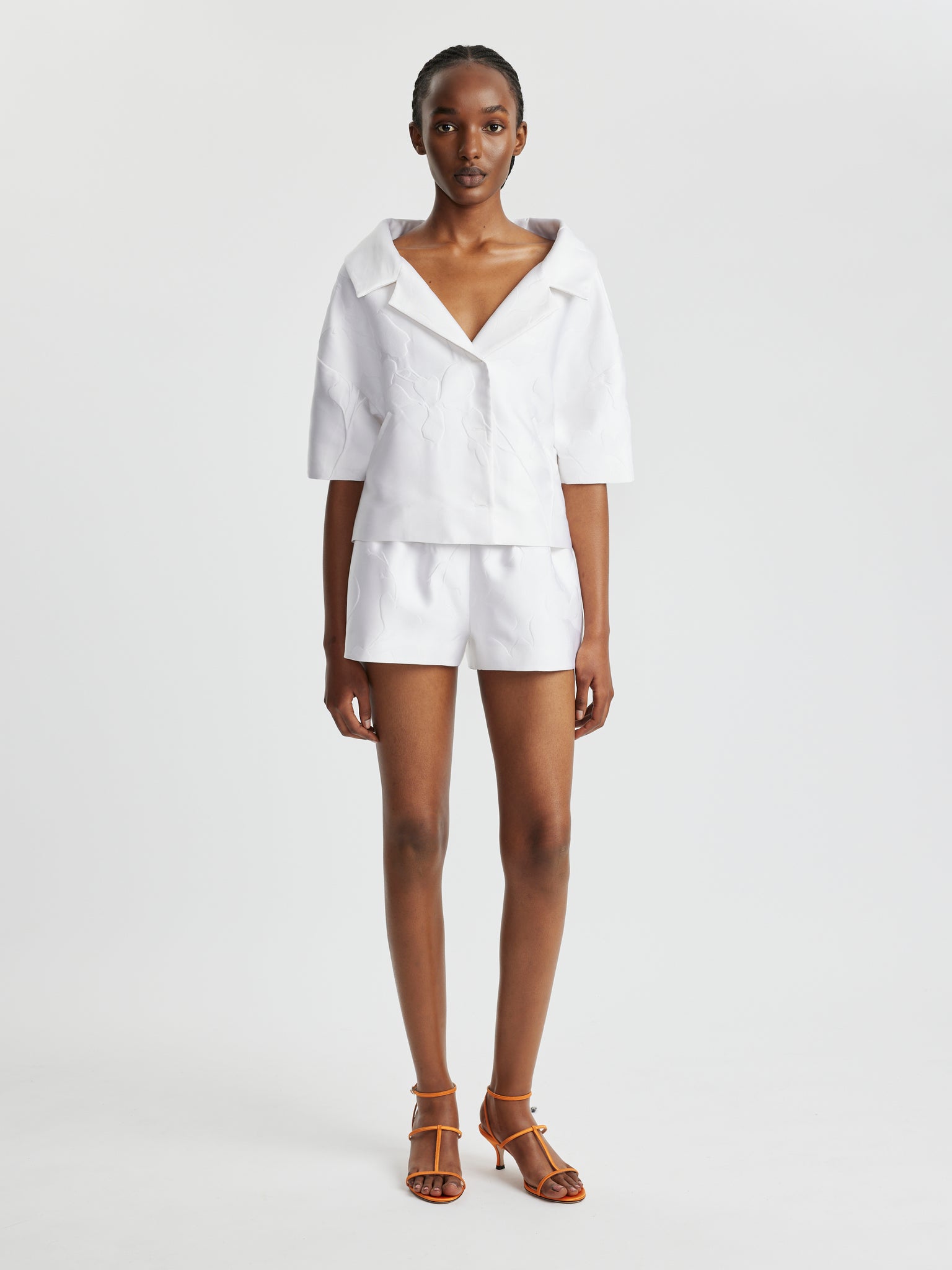 Eames Jacket In Optic White Embossed Cloque