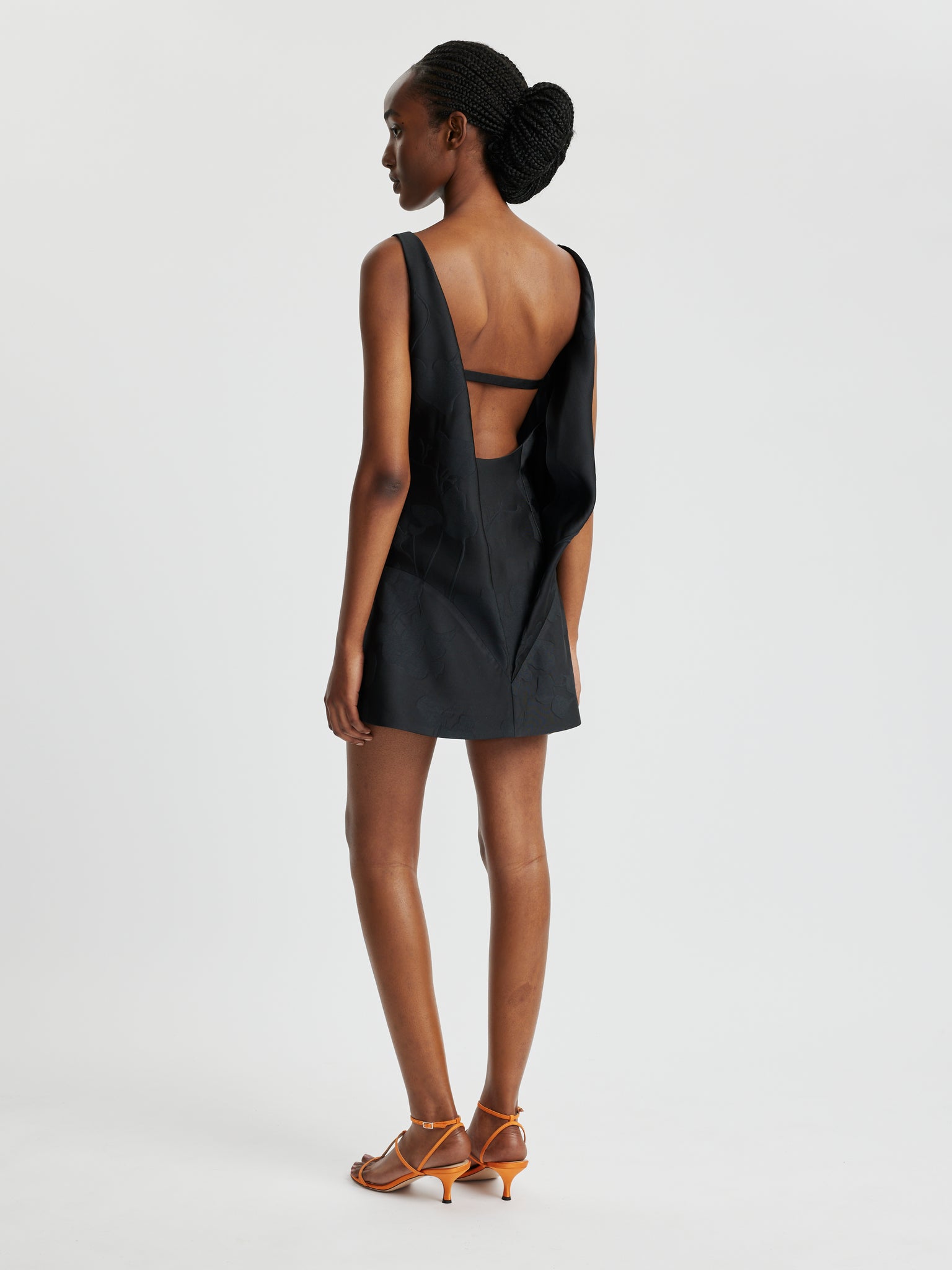 Pam Dress In Black  Embossed Cloque