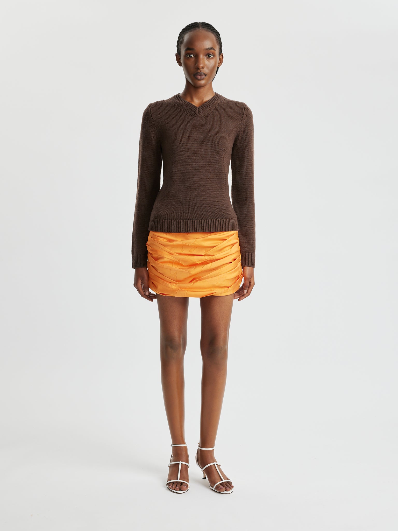 Anafi Skirt In Orange Embossed Cloque