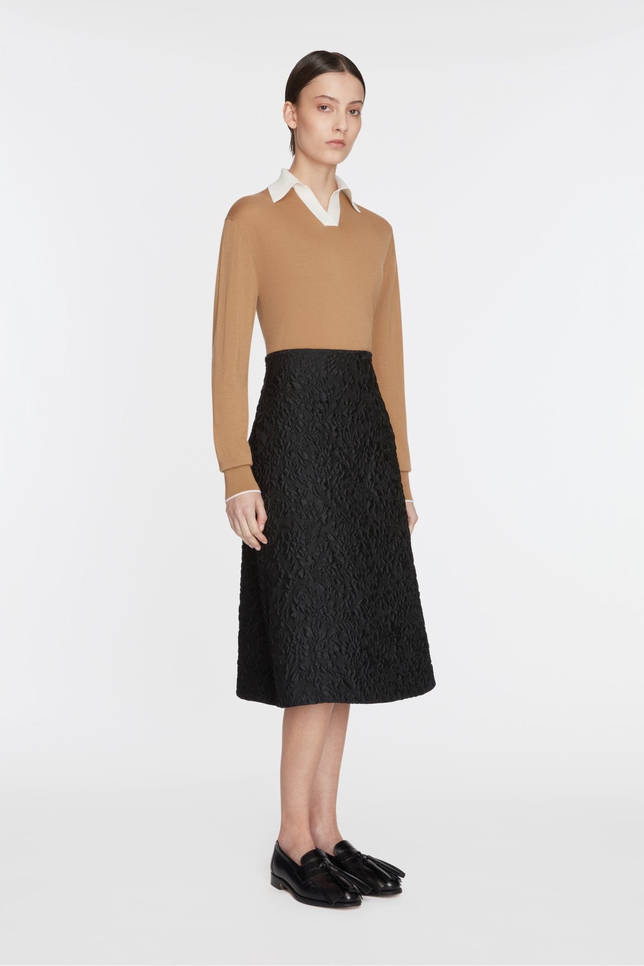 James Knit with Ivory Collar in Camel Lightweight Wool– Emilia Wickstead