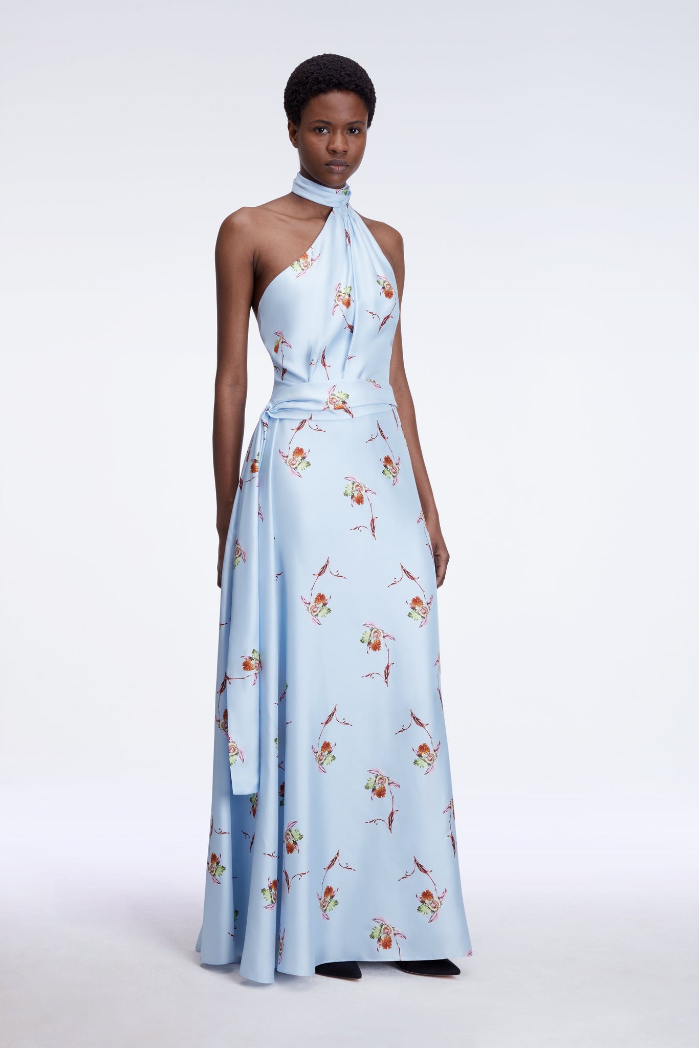lily silk maxi dress Desde Dress In Ice Blue Silk Twill