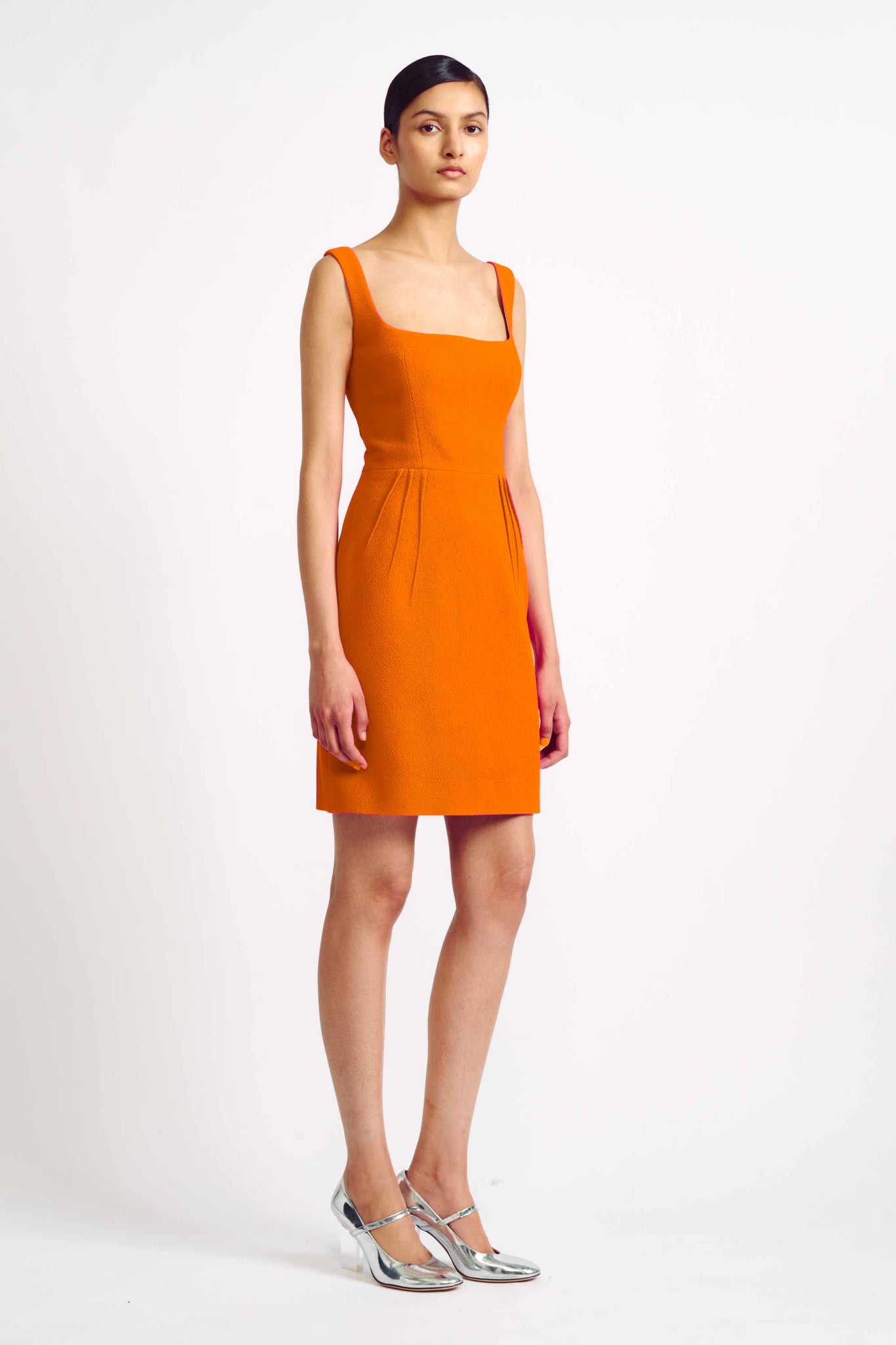 Salma Dress In Hot Orange Double Crepe