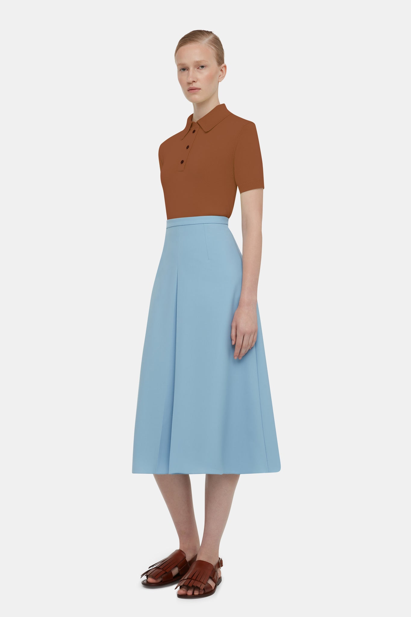 Sato Skirt In Duck Egg Blue Summer Wool | Emilia Wickstead