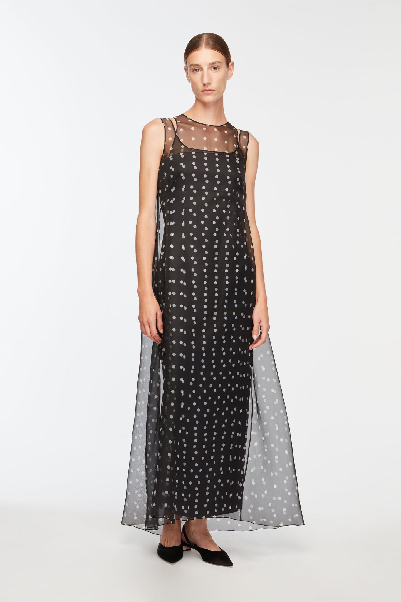 Selina Dress In Polka Dot Tafetta And Organza Model Front Shot | Emilia Wickstead