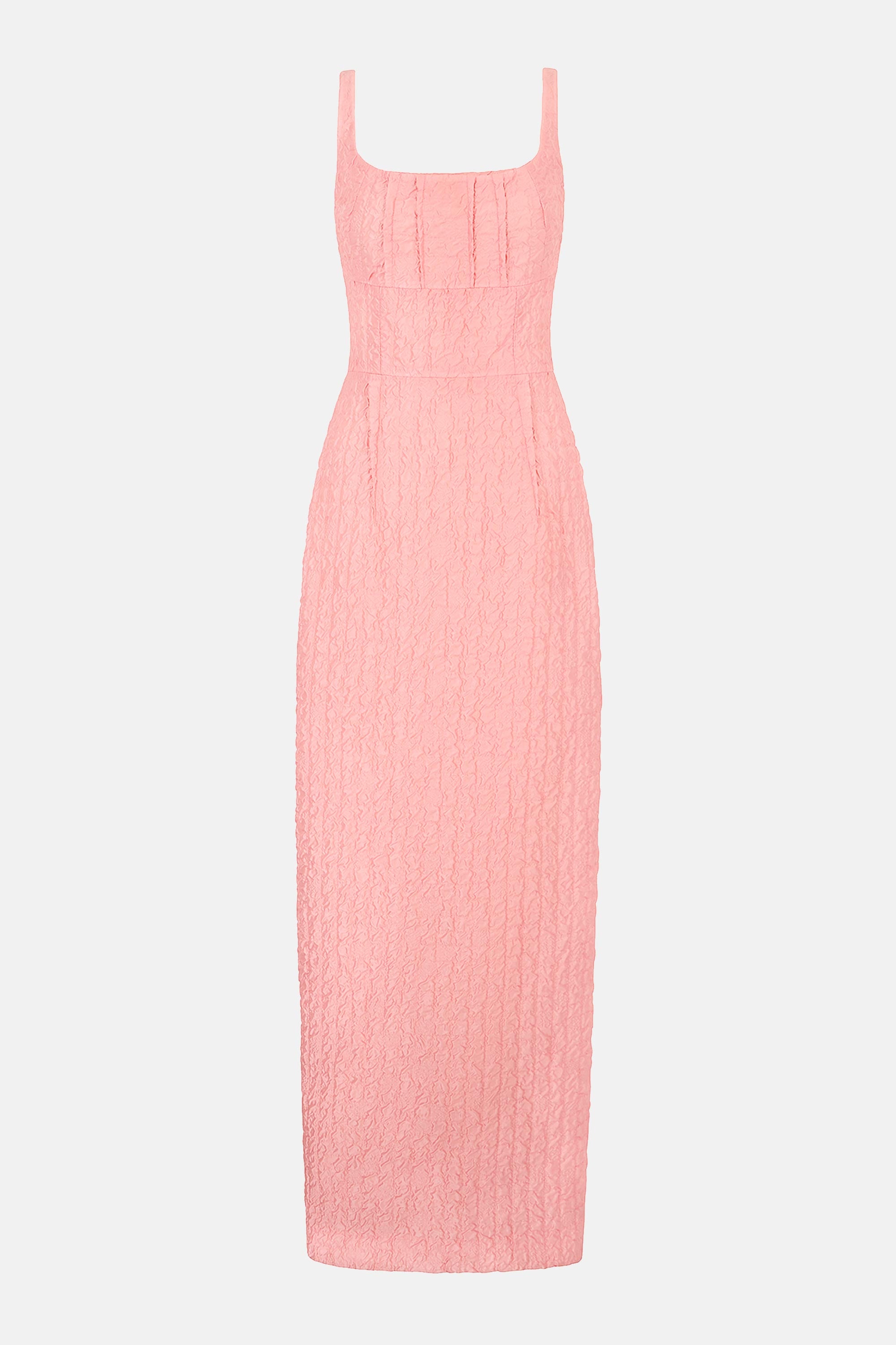 Sharon Dress In Matte Pink Seersucker