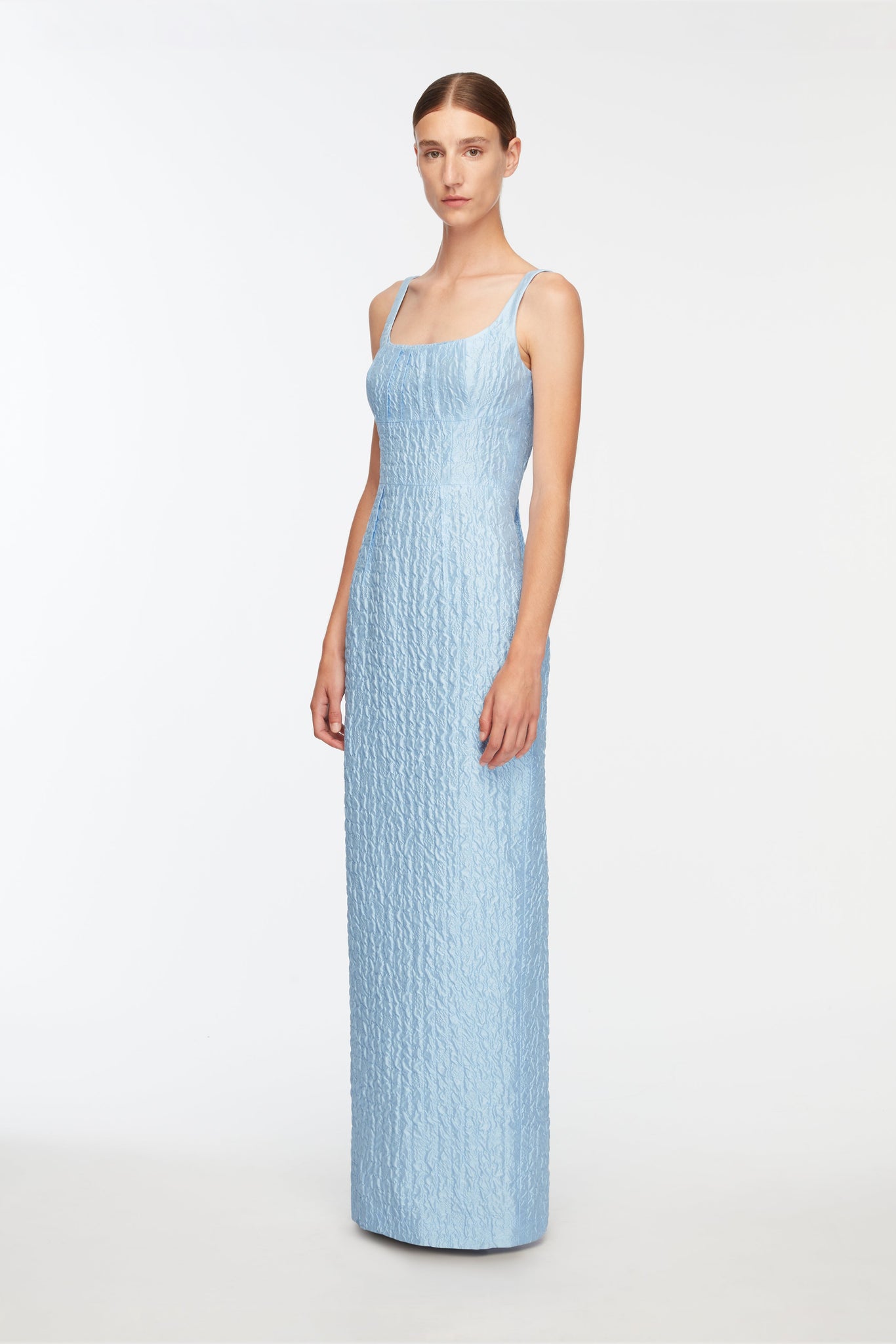 Sharon Dress In Baby Blue Seersucker