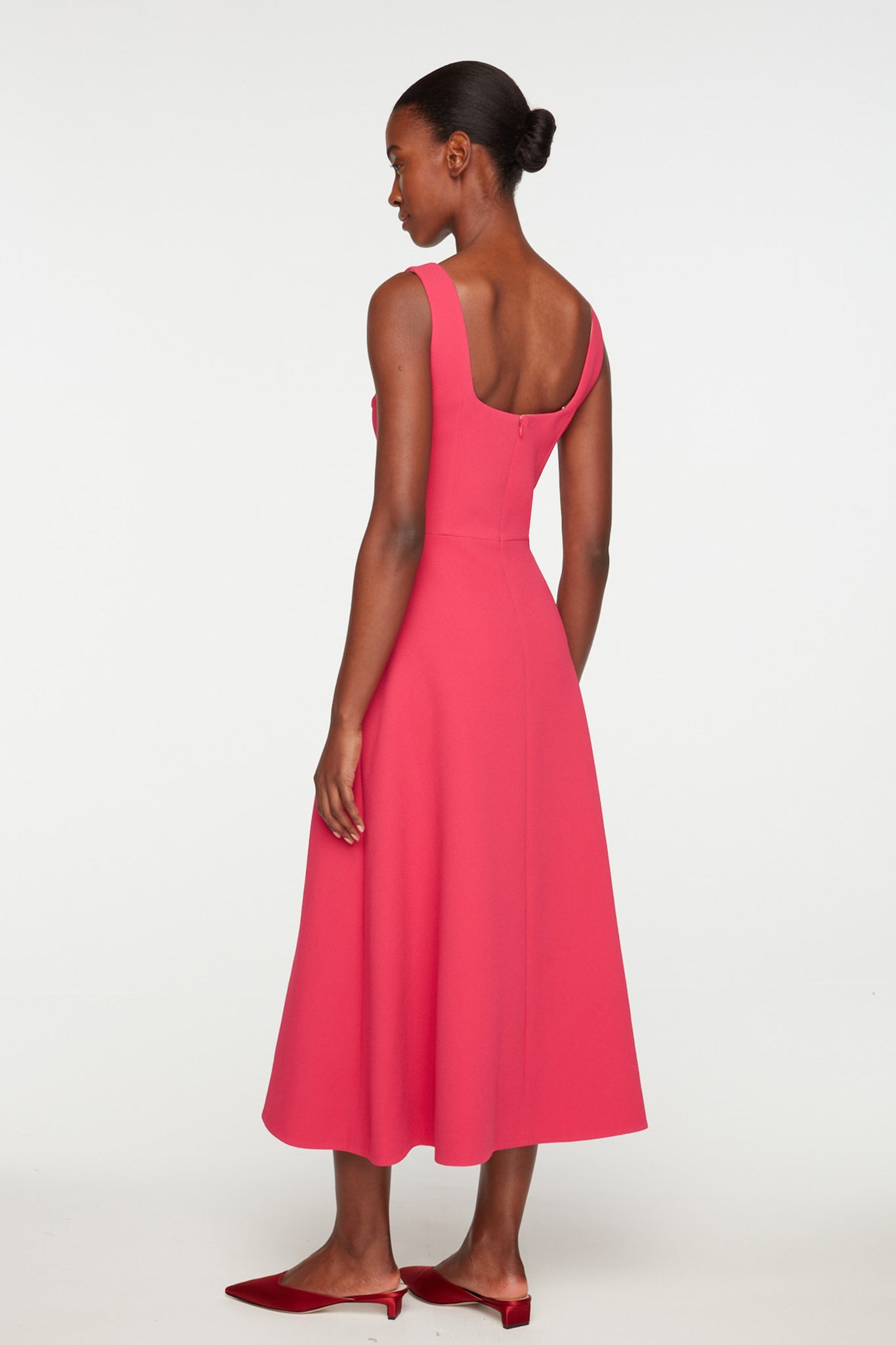 Shiloh Dress In Watermelon Pink Double Crepe