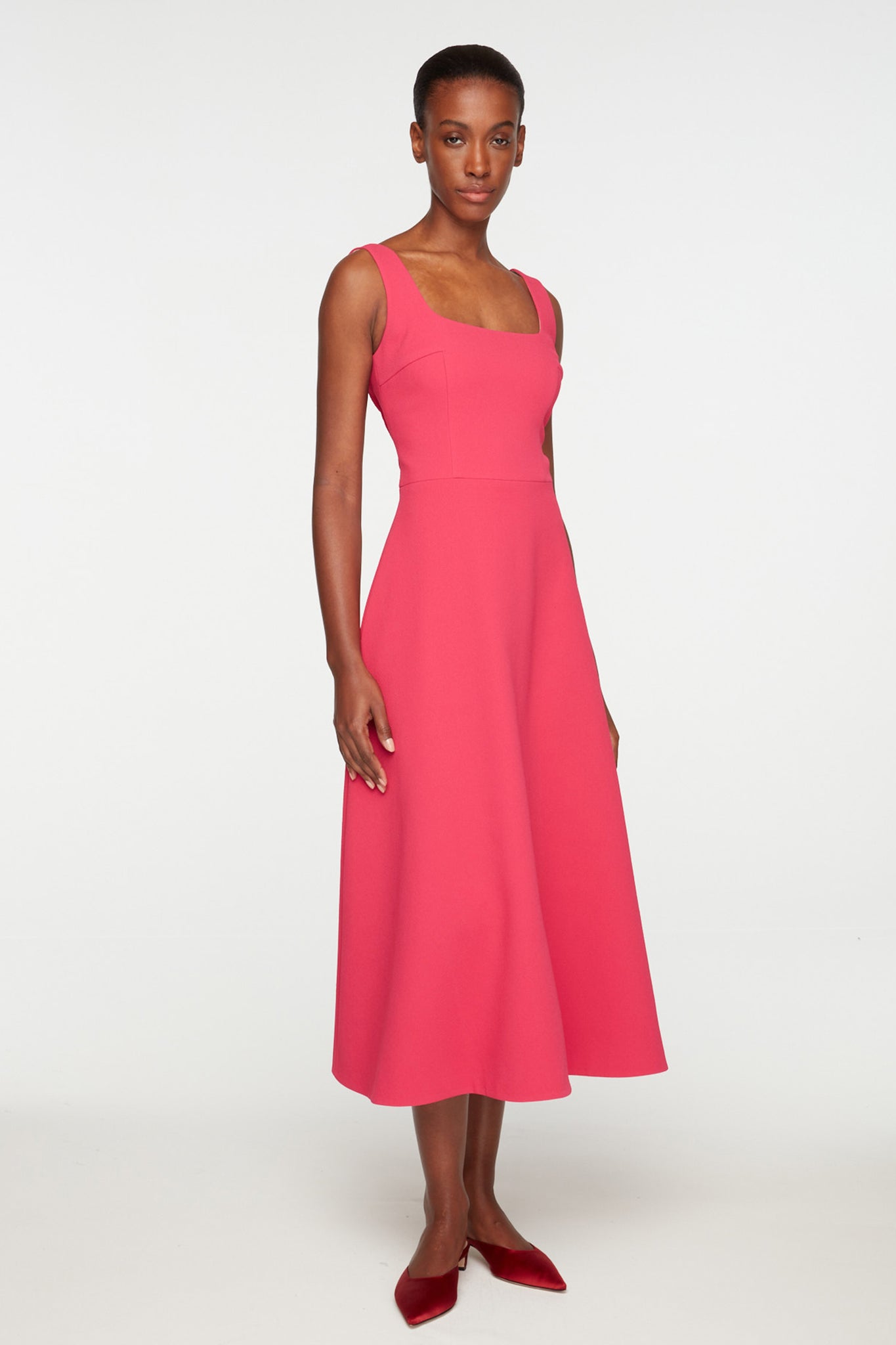 Shiloh Dress In Watermelon Pink Double Crepe