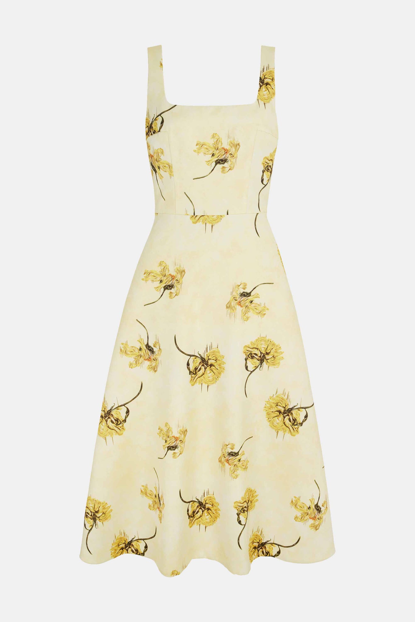 Shiloh Dress In Yellow Floral Printed On Lemon Genzianella - Emilia Wickstead