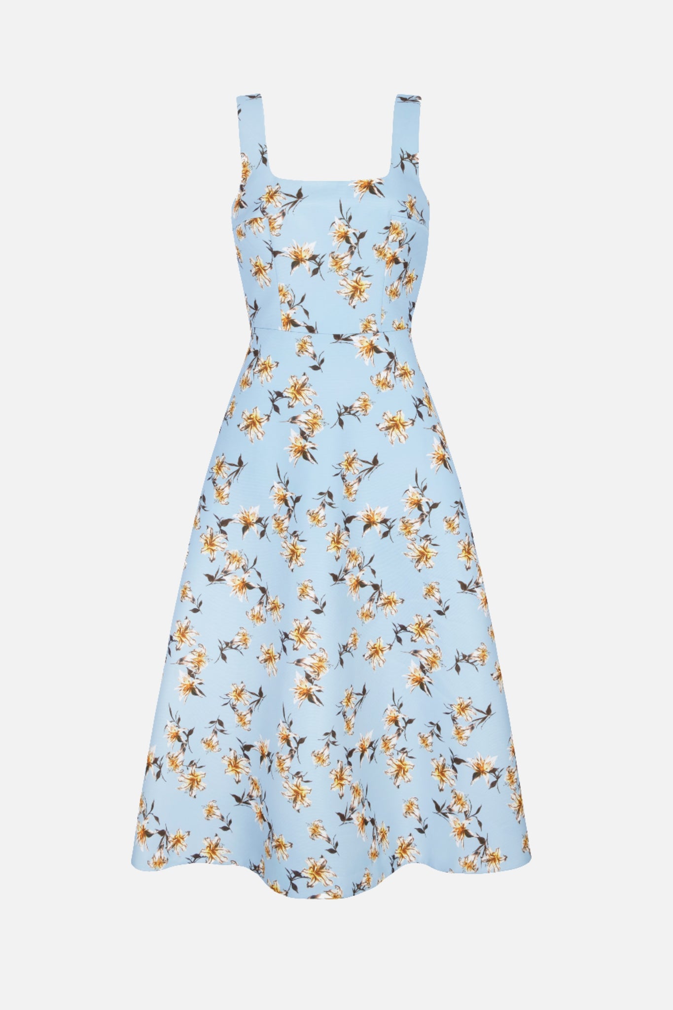 Shiloh Dress In Blue Summer Lillies Taffeta Faille | Emilia Wickstead
