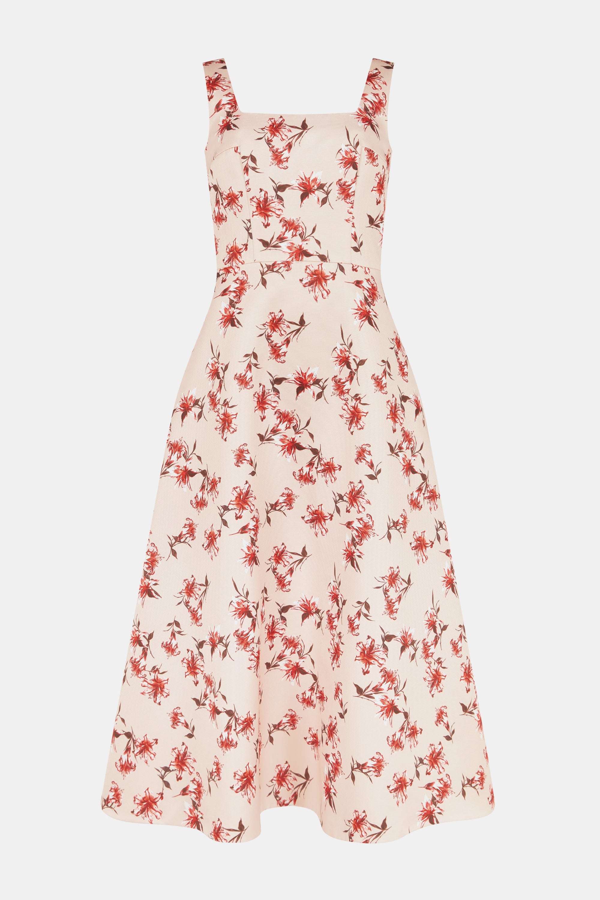 Shiloh Dress Summer Lillies On Pink Taffeta Faille