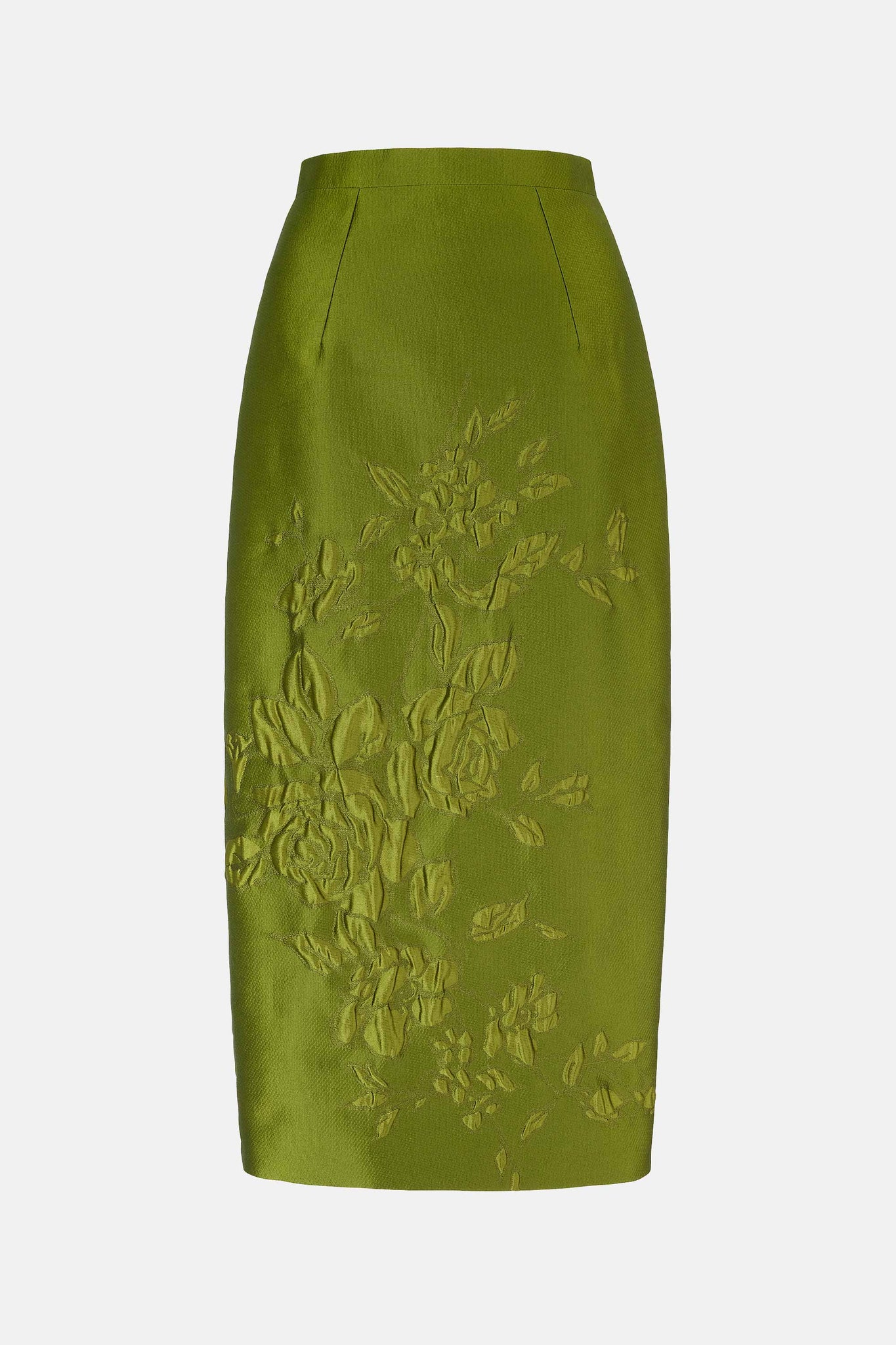 Lorelei Skirt In Green Graphic Rose Jacquard | Emilia Wickstead