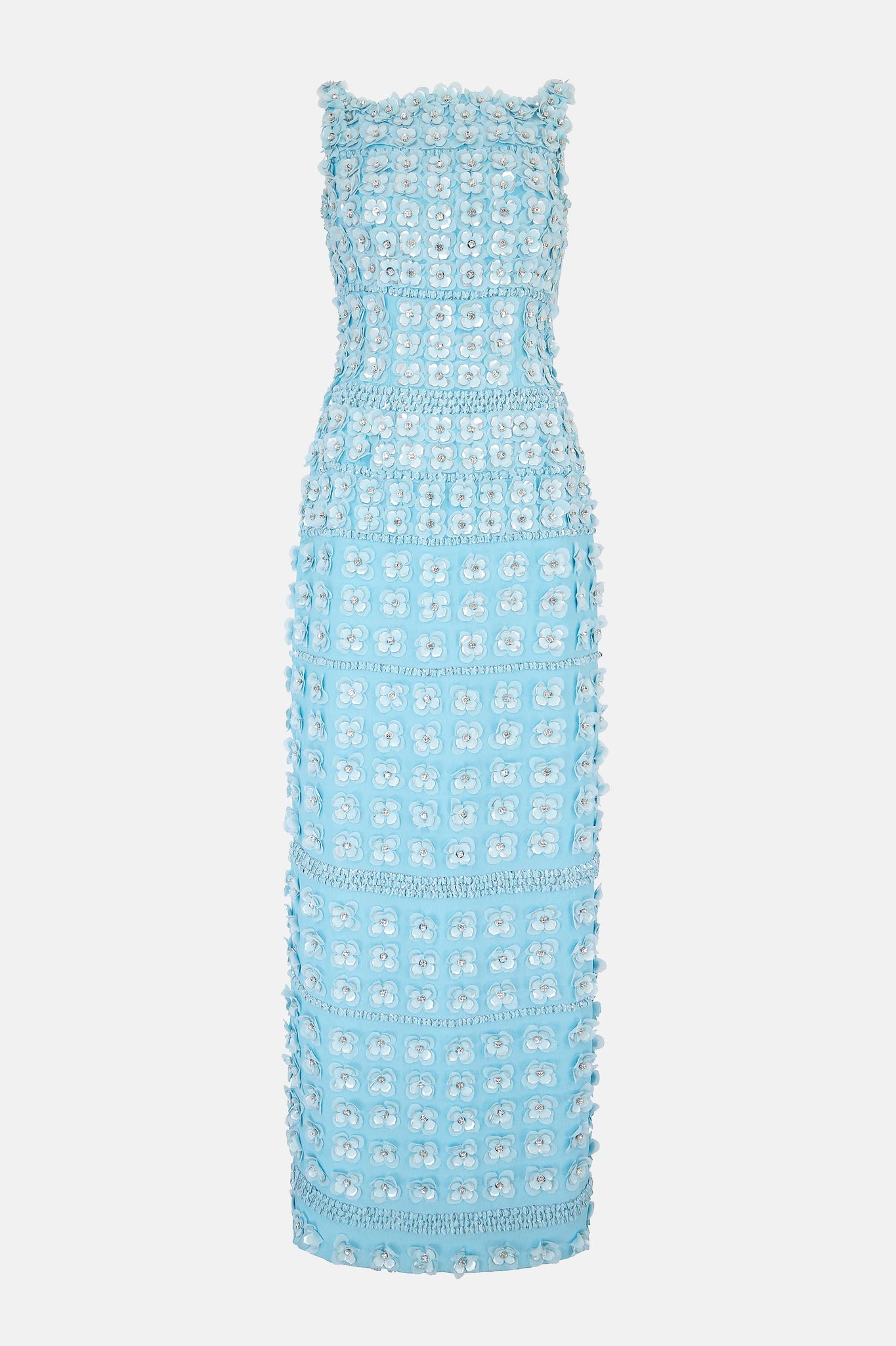 Suz Embellished Dress In Blue Viscose Crepe | Emilia Wickstead