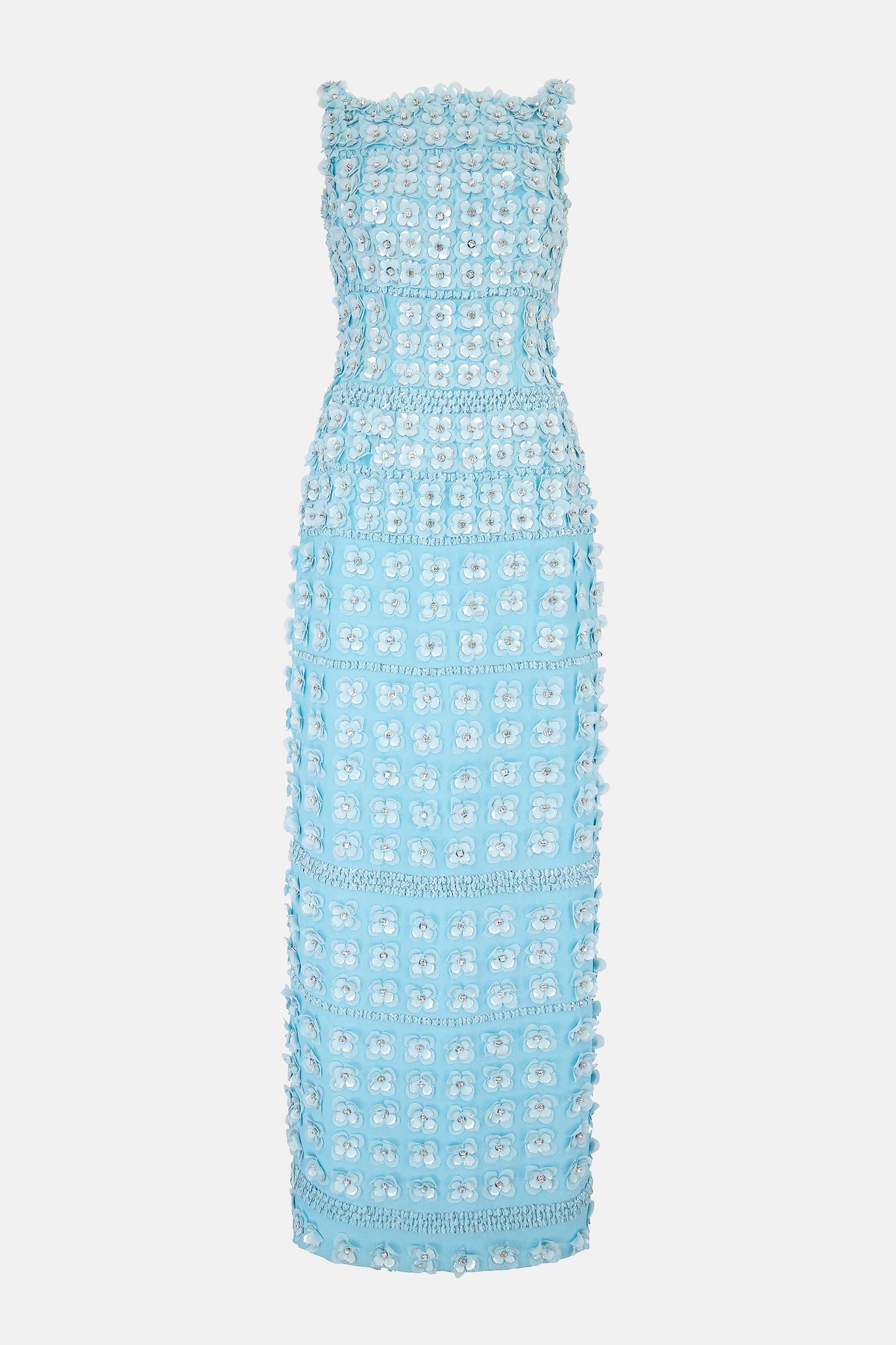 Suz Embellished Dress In Blue Viscose Crepe Suz Embellished Dress In Blue Viscose Crepe