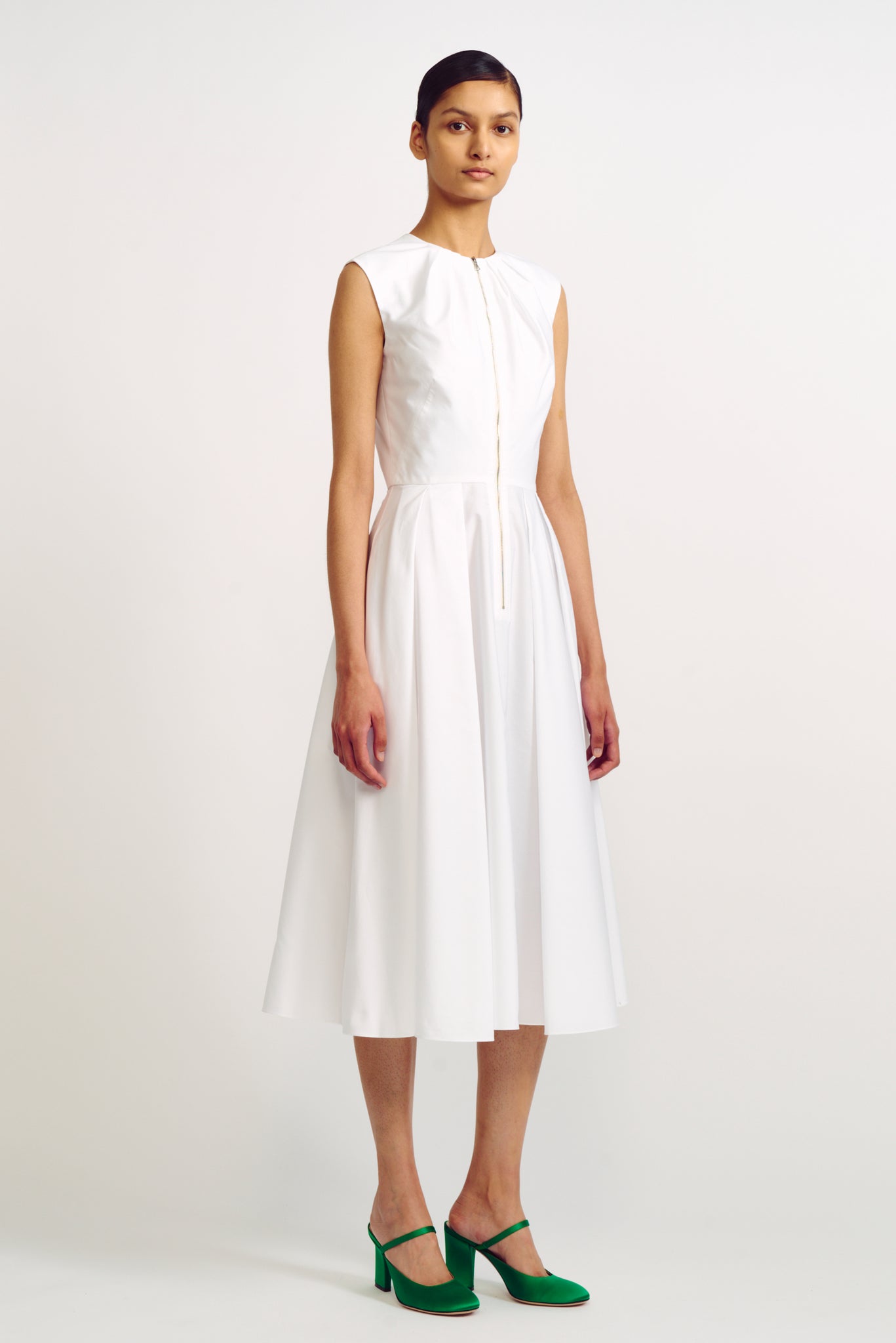 Suzu White Cotton Zip Front Dress | Emilia Wickstead