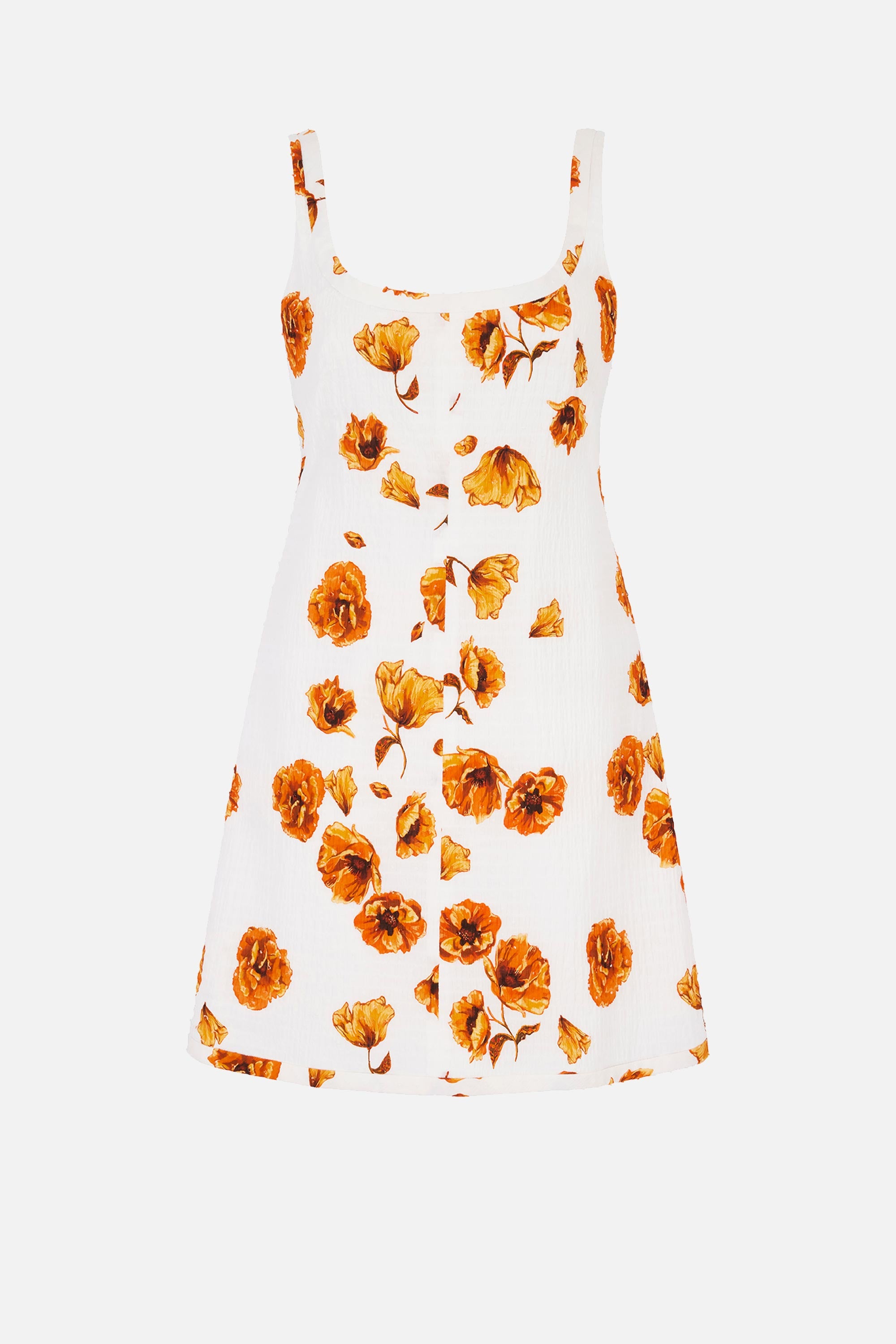 Tillie Dress In Orange Poppies Bibione Cotton