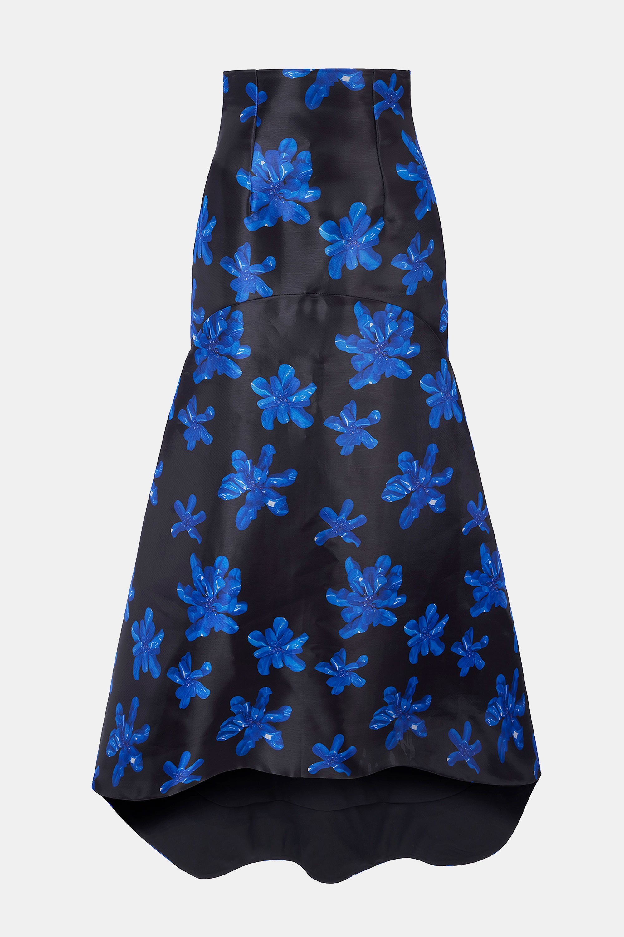 Tamilla Skirt In Electric Blue Floral On Black Genzianella