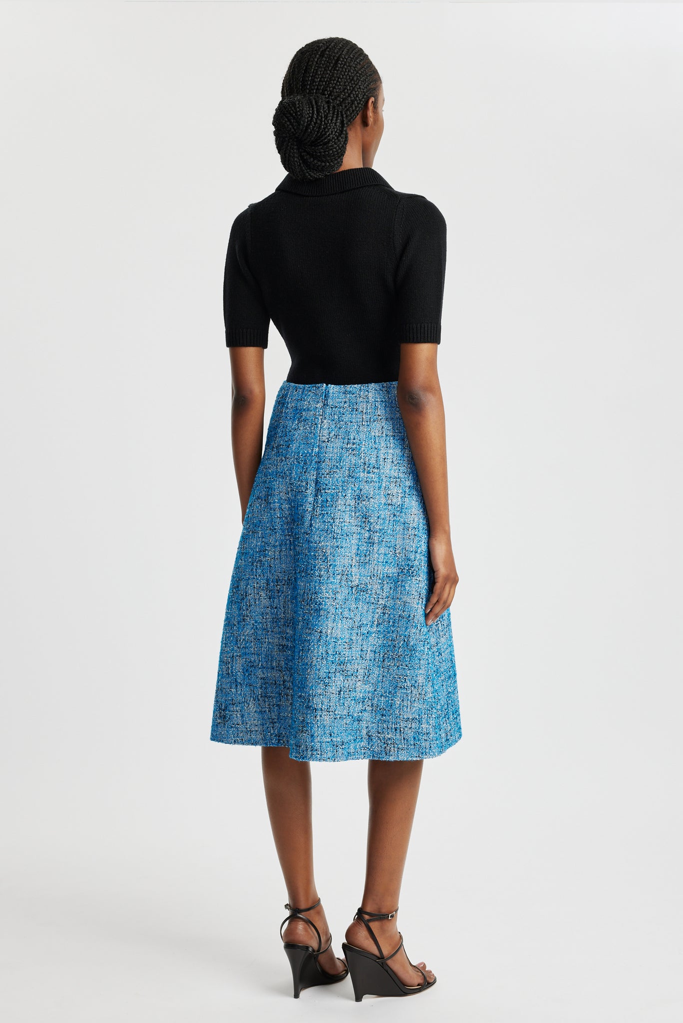 Tamsyn Skirt In Blue Cotton Tweed | Emilia Wickstead