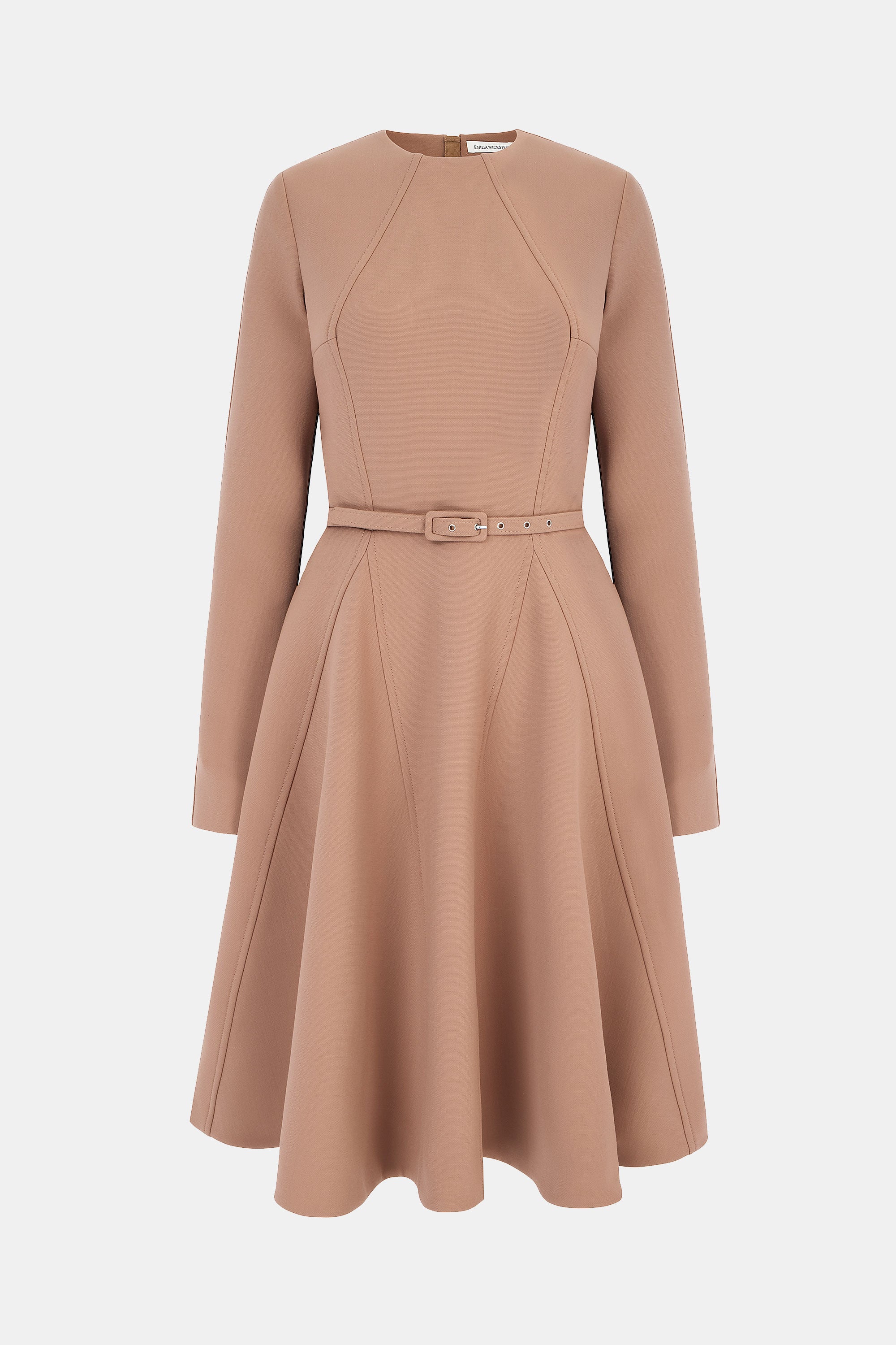 Ucellina Dress In Camel Birdseye Suiting