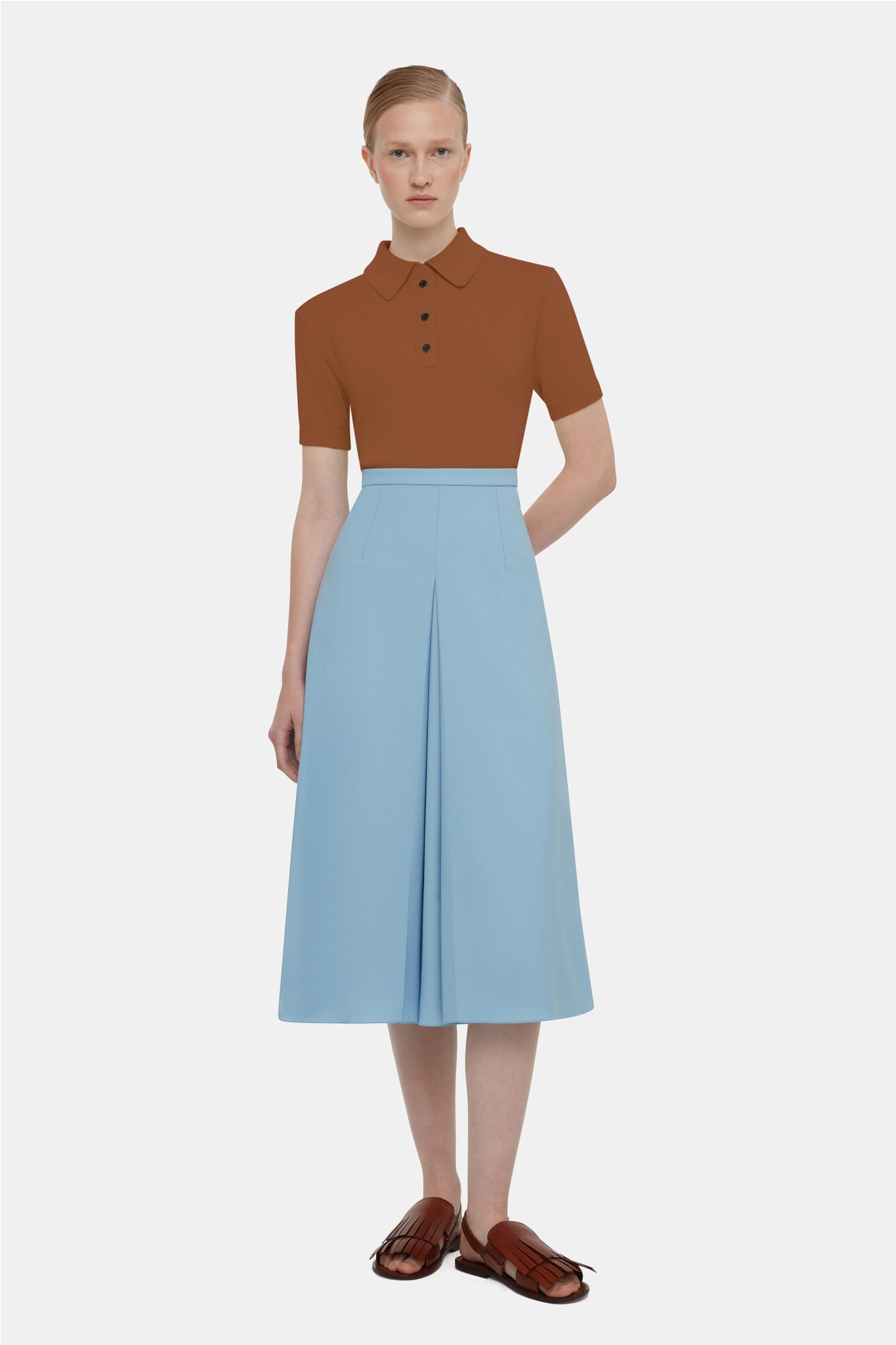 Sato Skirt In Duck Egg Blue Summer Wool