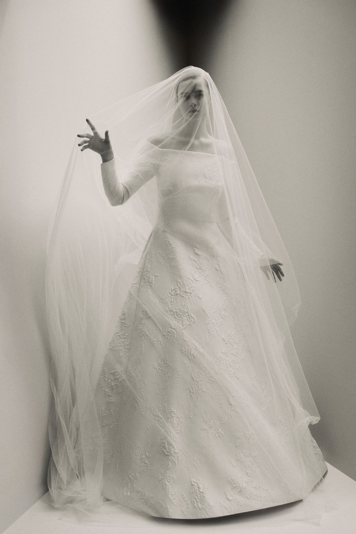 Luisa Bridal Dress in Rose Jacquard with Pleione Veil | Emilia Wickstead