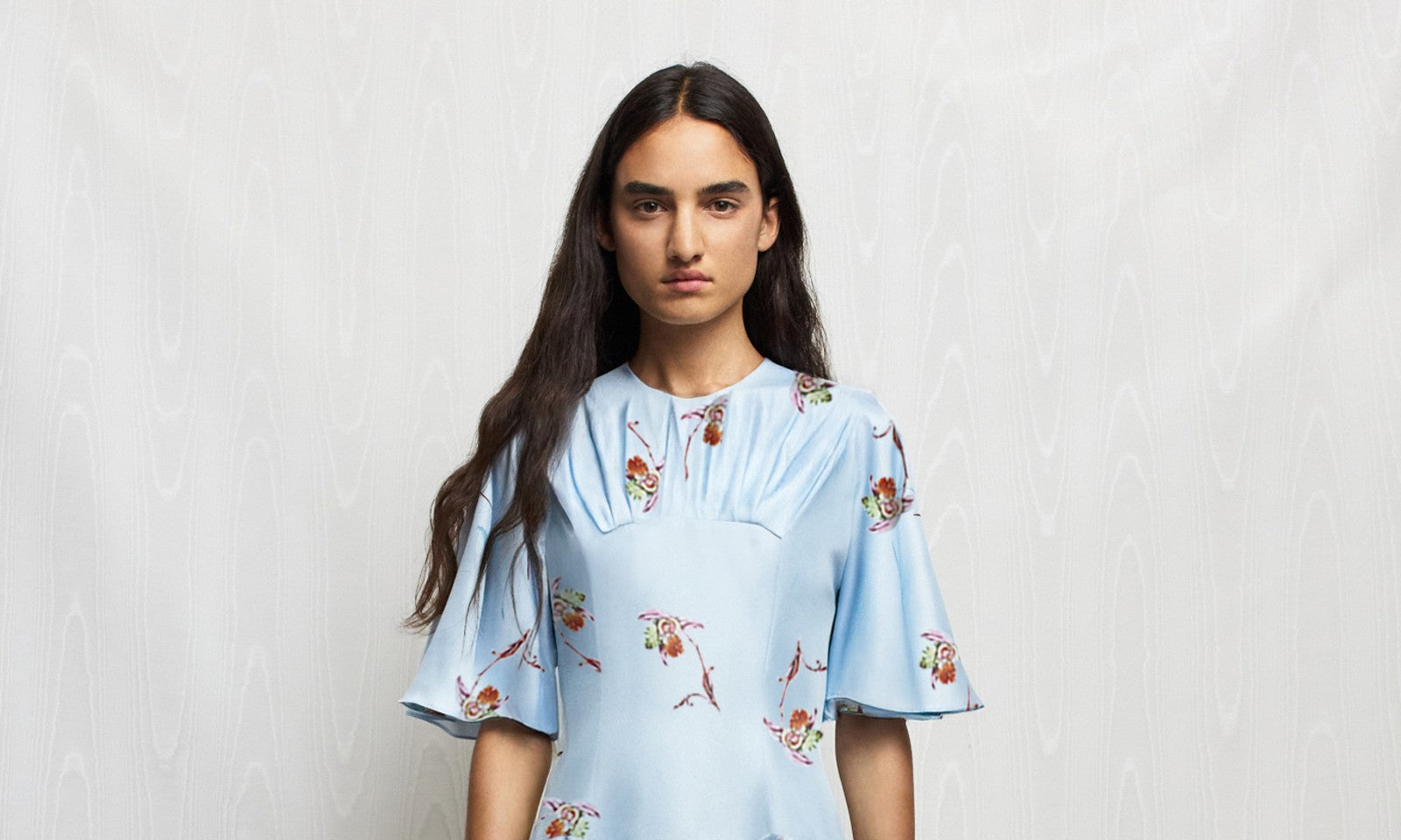 Emilia Wickstead Mirta Dress | Green Roses Print Off-Shoulder Dress in Taffeta Faille Emilia Wickstead Mirta Dress | Green Roses Print Off-Shoulder Dress in Taffeta Faille
