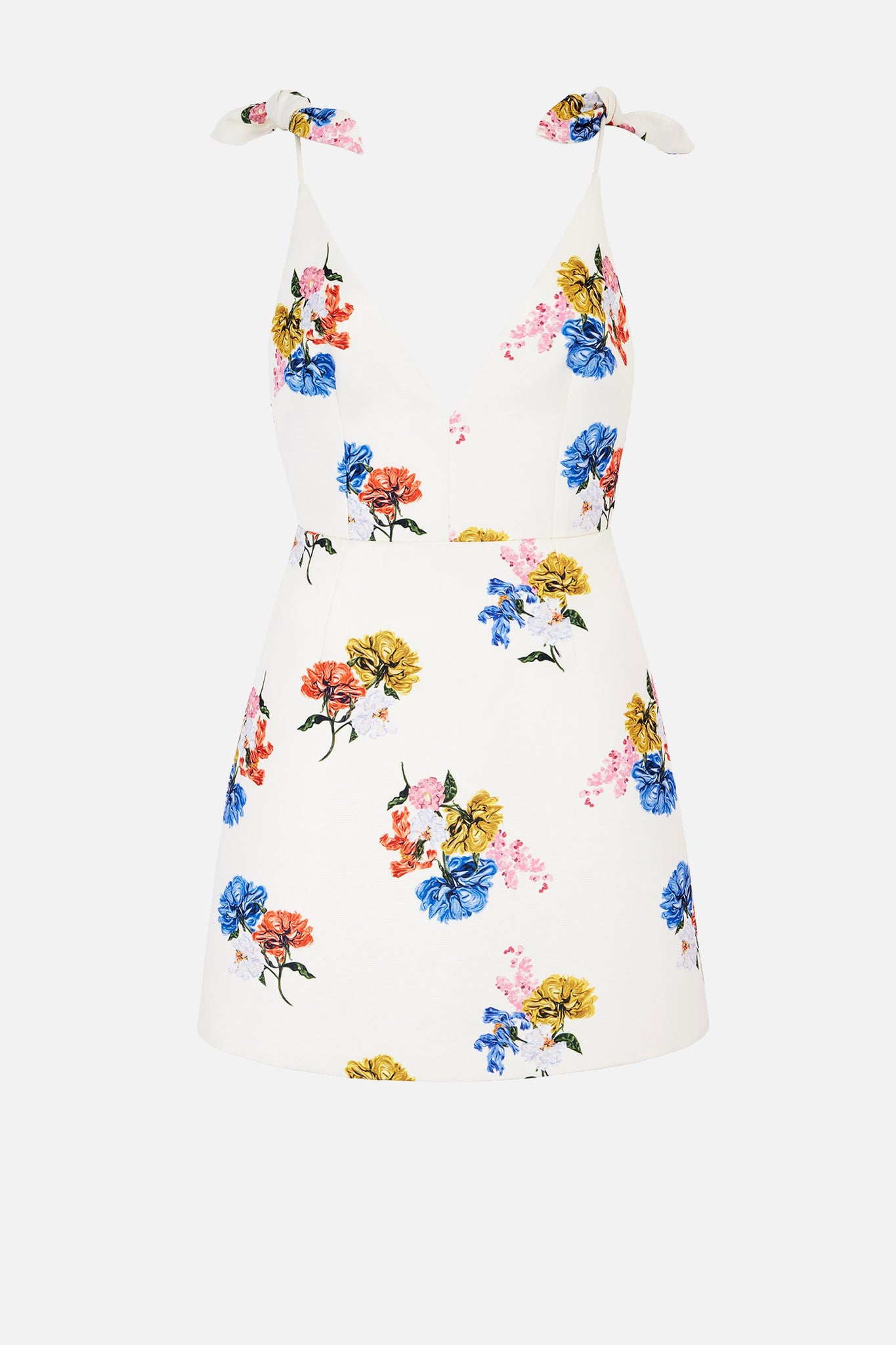 Vero Dress In Retro Bouquet On White Taffeta Faille | Emilia Wickstead