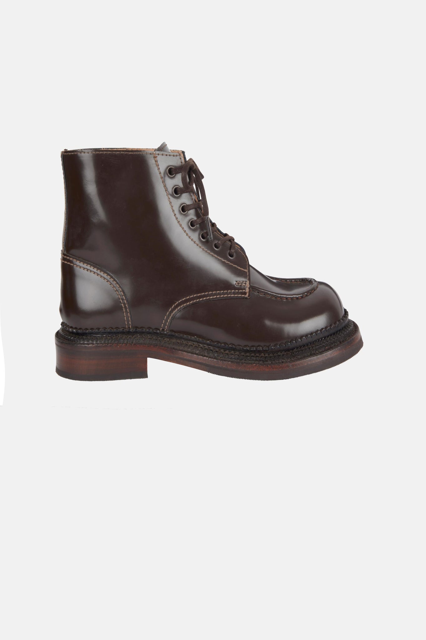 Grenson X Emilia Wickstead Valdine Shoe In Brown Gloss Leather
