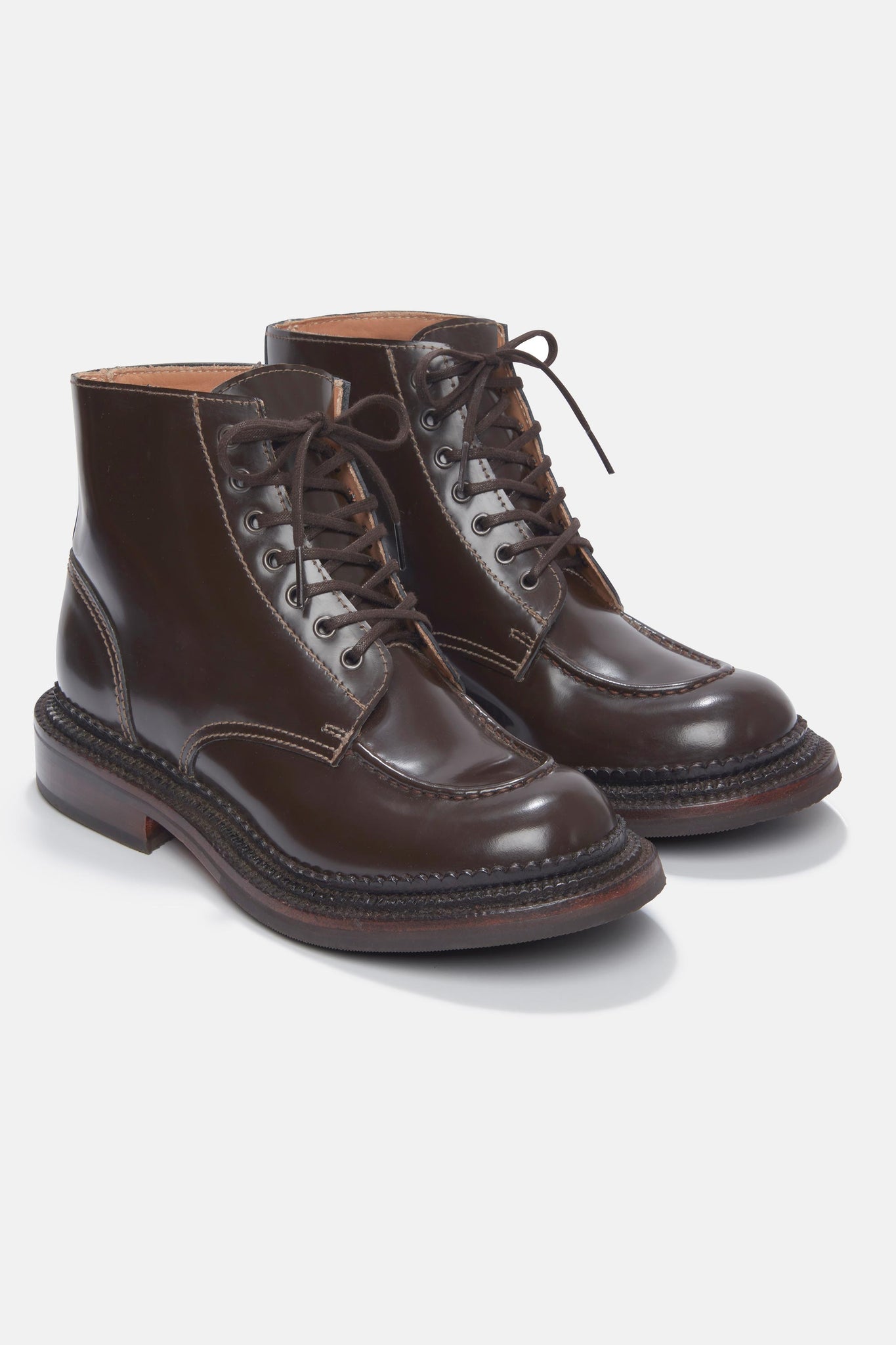 Grenson X Emilia Wickstead Valdine Shoe In Brown Gloss Leather