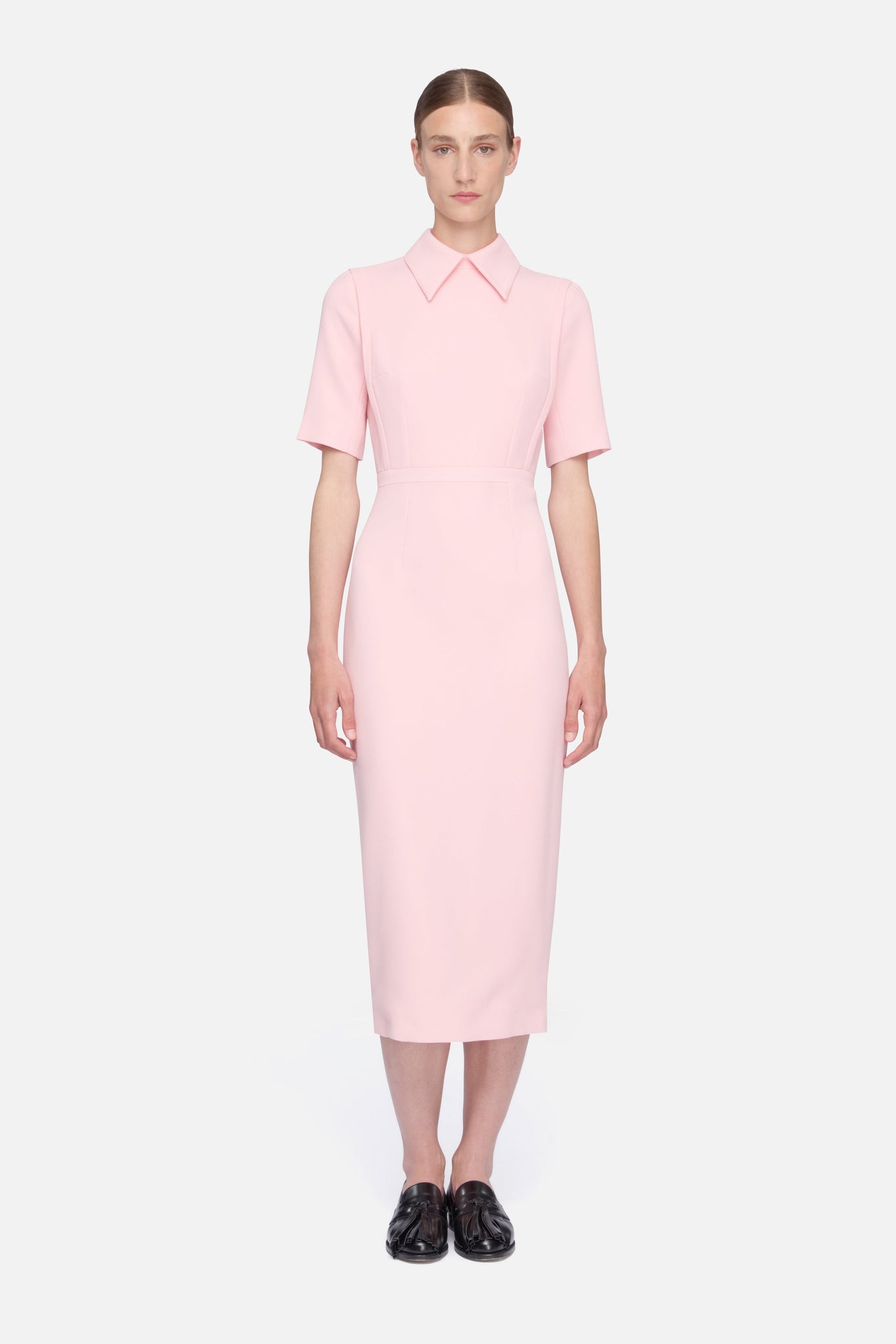 Valletta Dress in Light Pink Single Wool Crepe– Emilia Wickstead