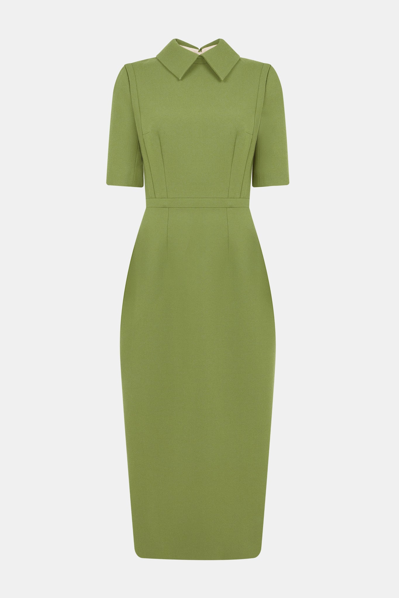 emilia wickstead green dress Valletta In Olive Single Wool Crepe Promotion_EOSSaleW25
