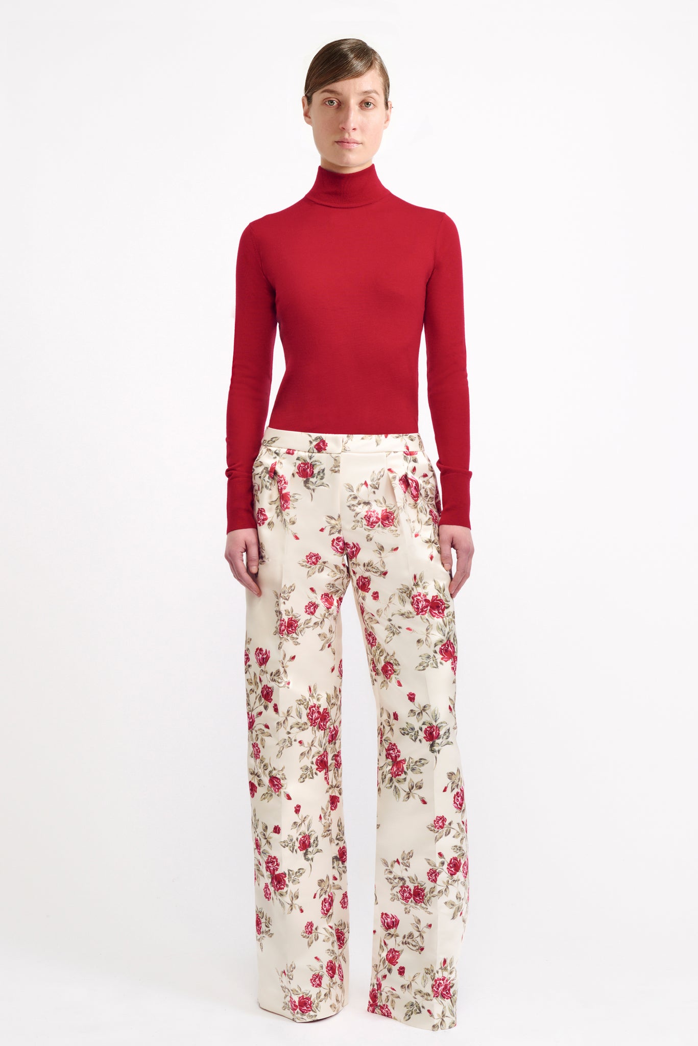 Weston Turtleneck Knit in Deep Red Luxury Yarn | Emilia Wickstead